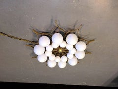 Beautiful Brass and Glass Chandelier in the Style of Gio Ponti