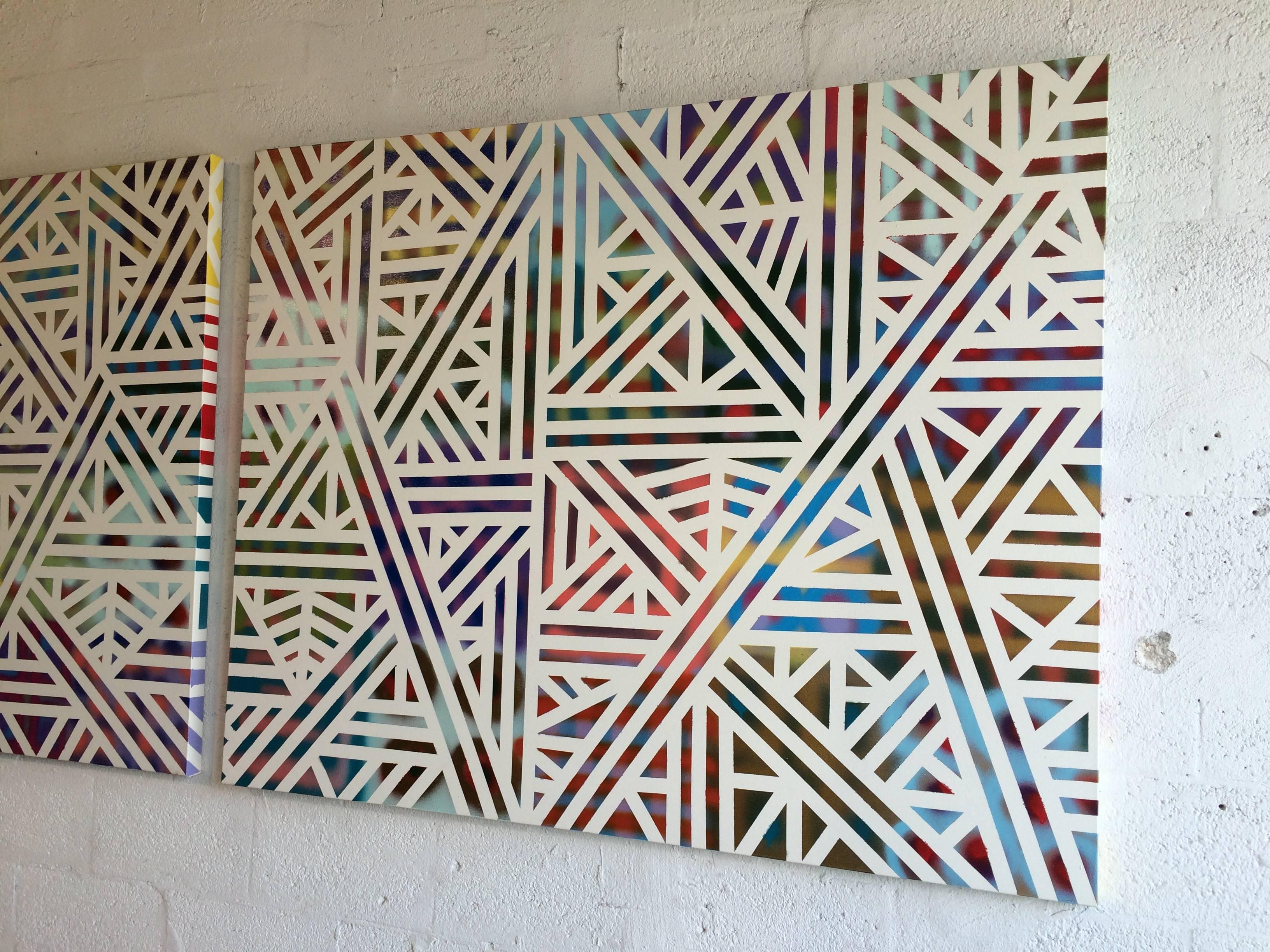 Zwei Gemälde in Mischtechnik von Marcus Blake, 2015 Miami Modern (Moderne) im Angebot
