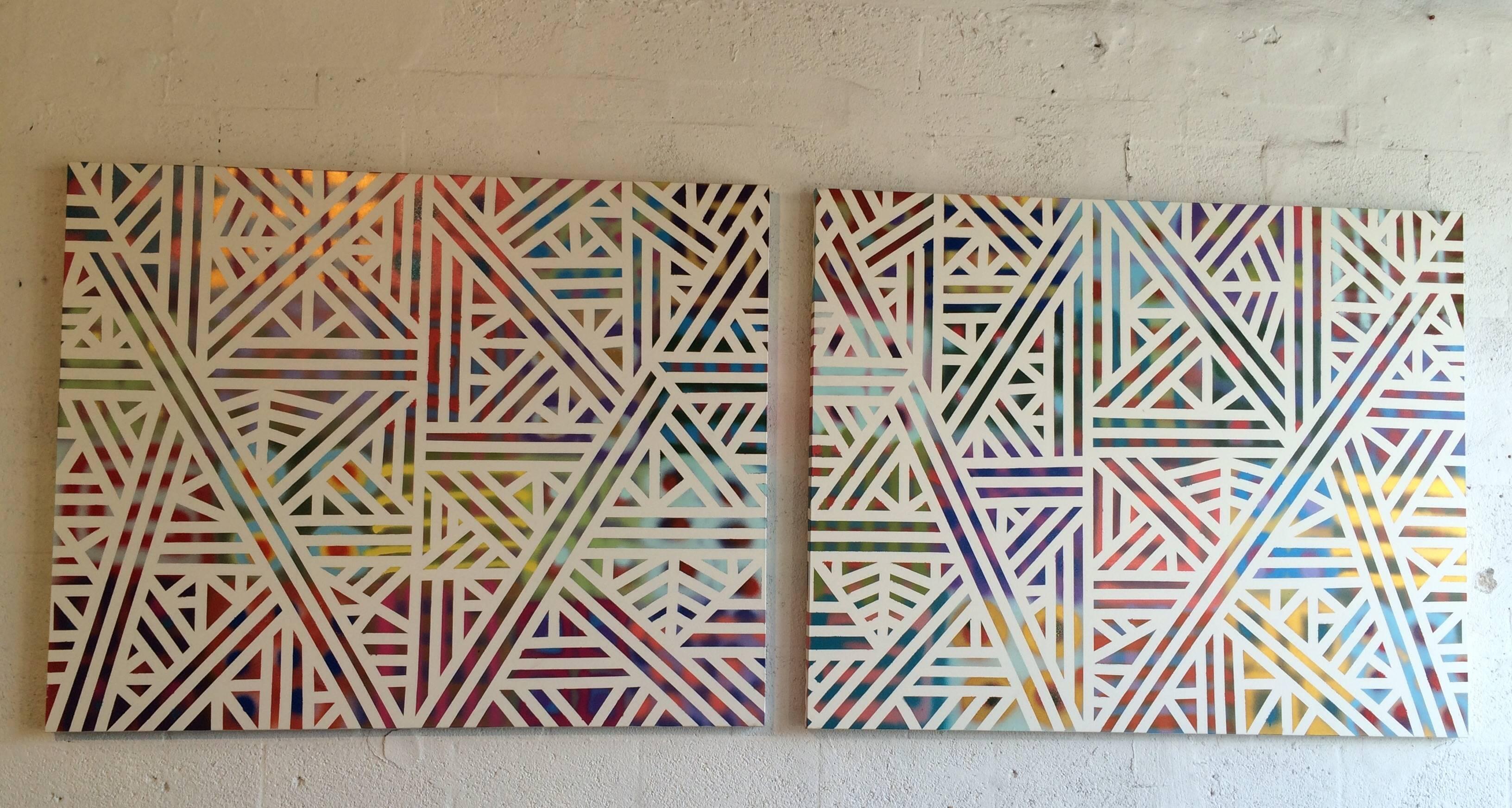 Zwei Gemälde in Mischtechnik von Marcus Blake, 2015 Miami Modern (Acryl) im Angebot