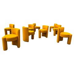 Set of Nine Modern Designer Chairs, Sunflower Yellow