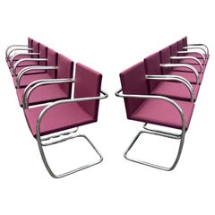 Set of Twelve Brno Tubular Chairs for Knoll, Stainless Steel