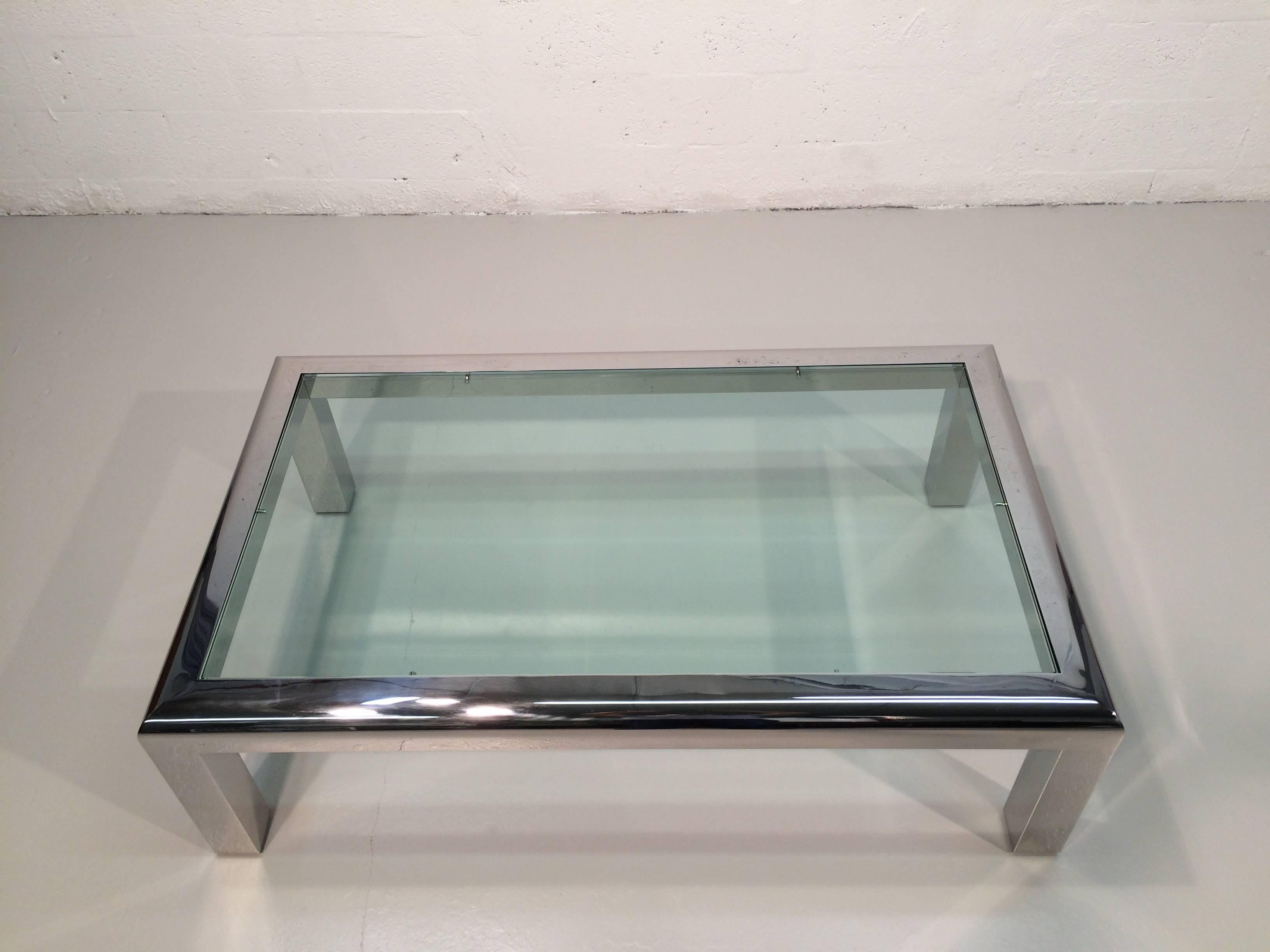 American Stainless Steel Coffee Table, 1980s