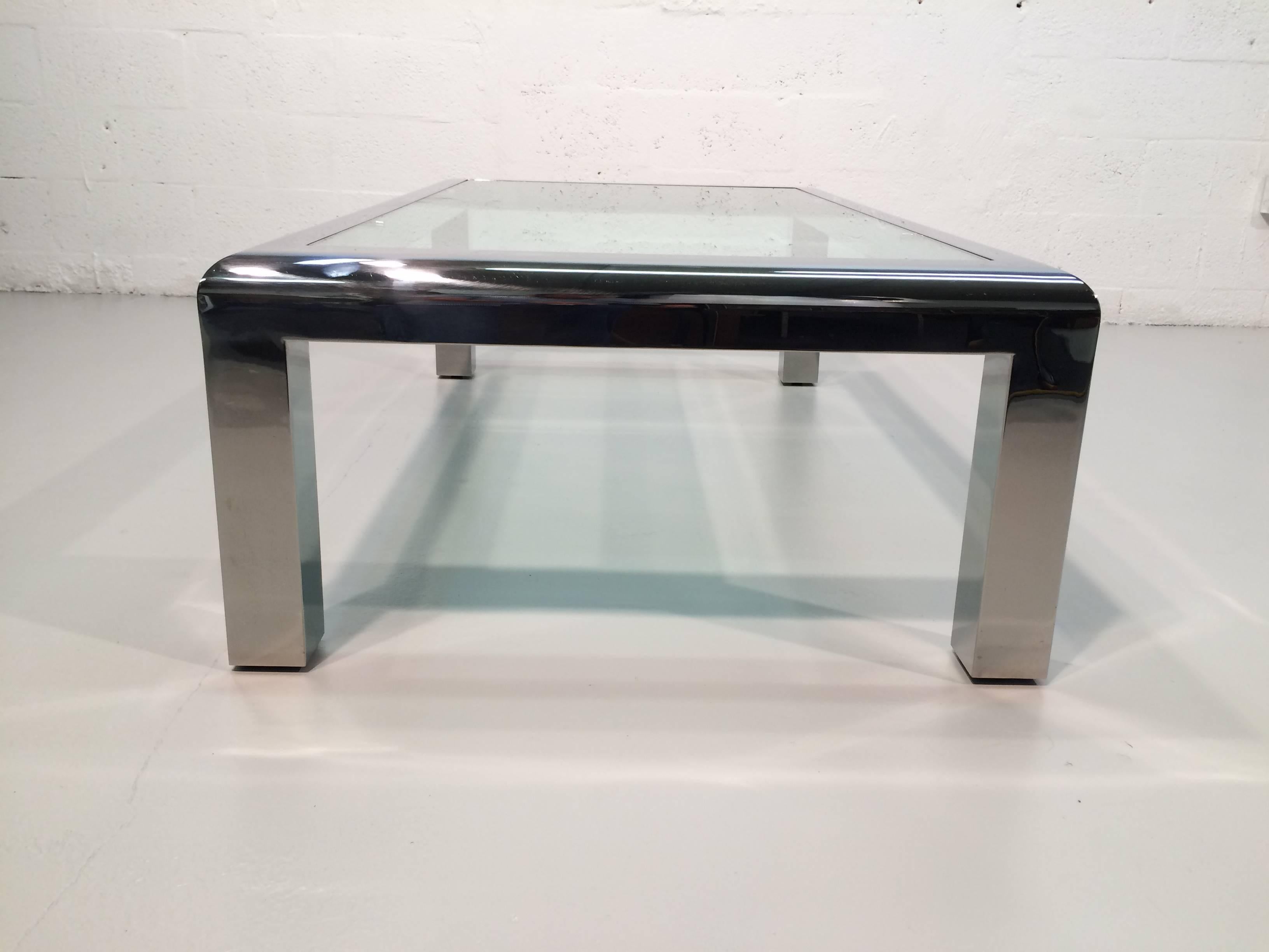 Stainless Steel Coffee Table, 1980s In Good Condition In Miami, FL