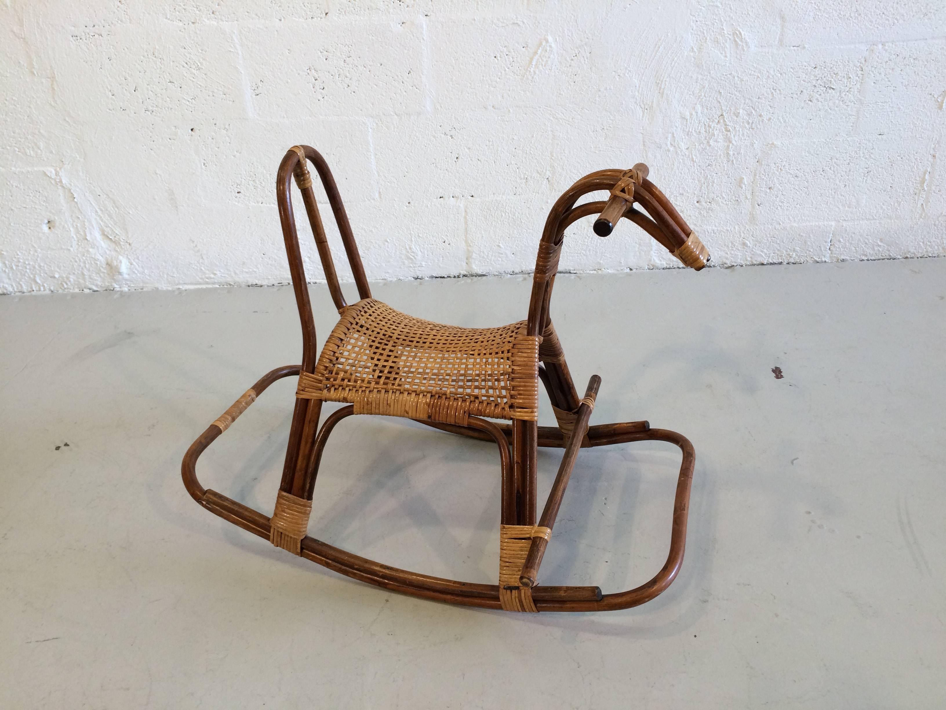 Mid-Century Modern Swedish Children's Rocking Horse Chair Rocker