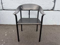 Artelano Black Leather Arm Side Chair, Italy 1980s