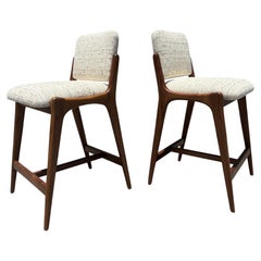 Sculptural Bar Stools, Counter Stool in the Style of Gio Ponti Walnut
