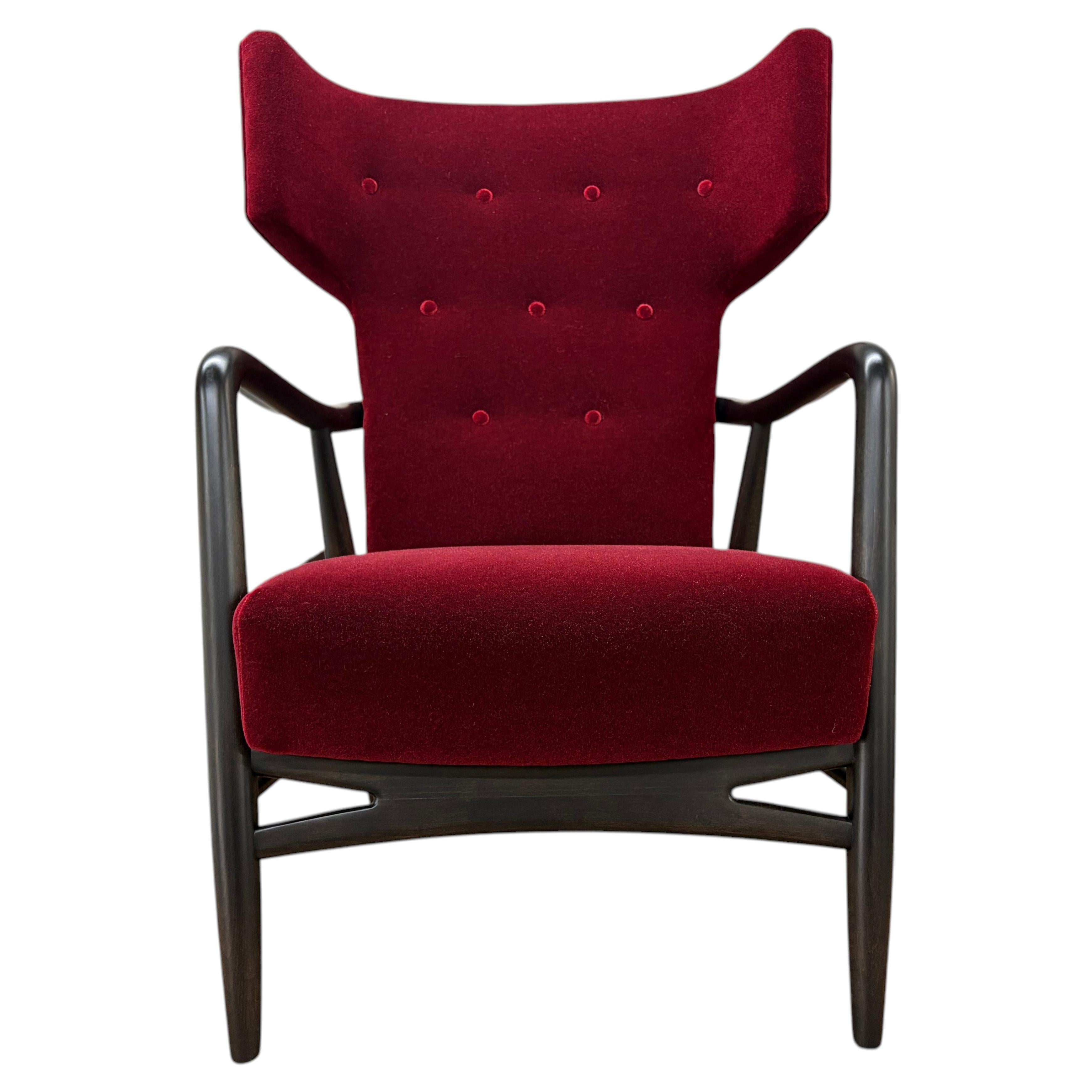 Wingback-Sessel von Eva & Nils Koppel für Slagelse Møbelværk, Dänemark, Mohair