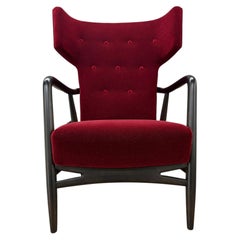 Wingback Armchair by Eva & Nils Koppel for Slagelse Møbelværk, Denmark, Mohair