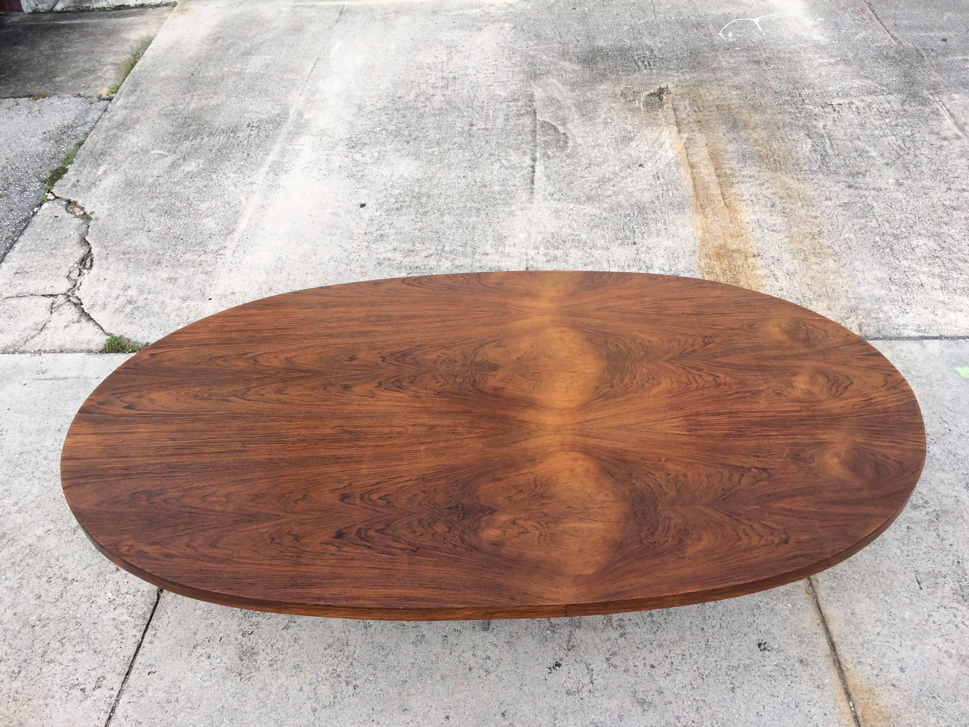 Large Oval Rosewood Coffee Table on Chrome Base 2