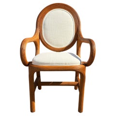 Set of Six Off-White Pencil Reed Dining Chairs, 1980s