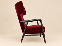 Wingback Armchair by Eva & Nils Koppel for Slagelse Møbelværk, Denmark, Mohair