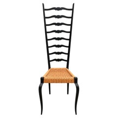 High Back Chair, Italian , Chiavari Style, Buffa, Ponti Style, Cane, Black