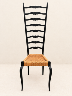 High Back Chair, Italian , Chiavari Style, Buffa, Ponti Style, Cane, Black
