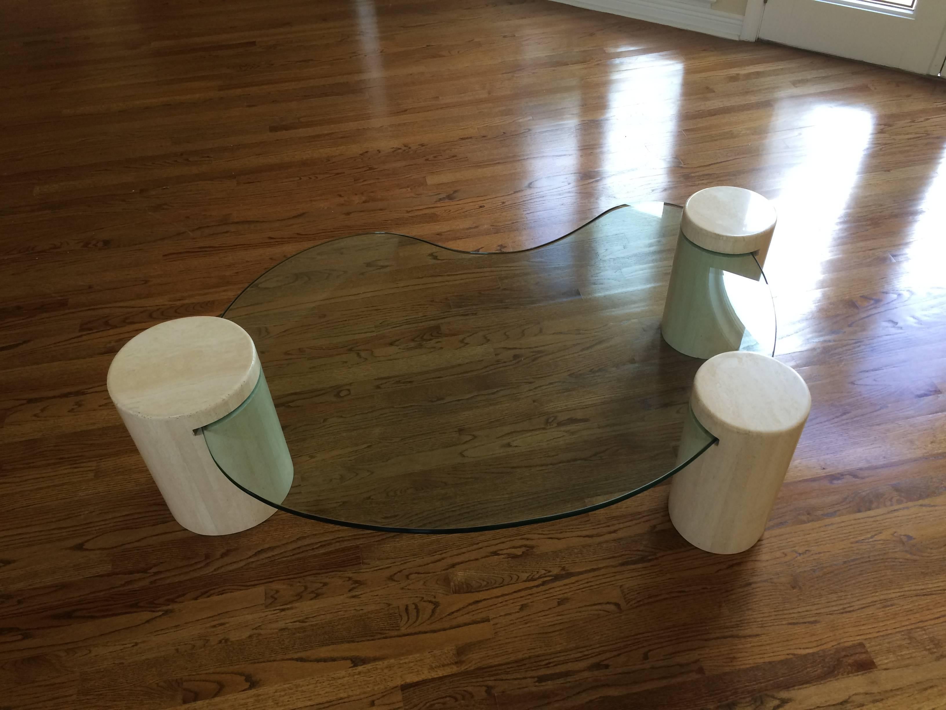 American Unique Glass and Marble Coffee Table by Enzo Gallo