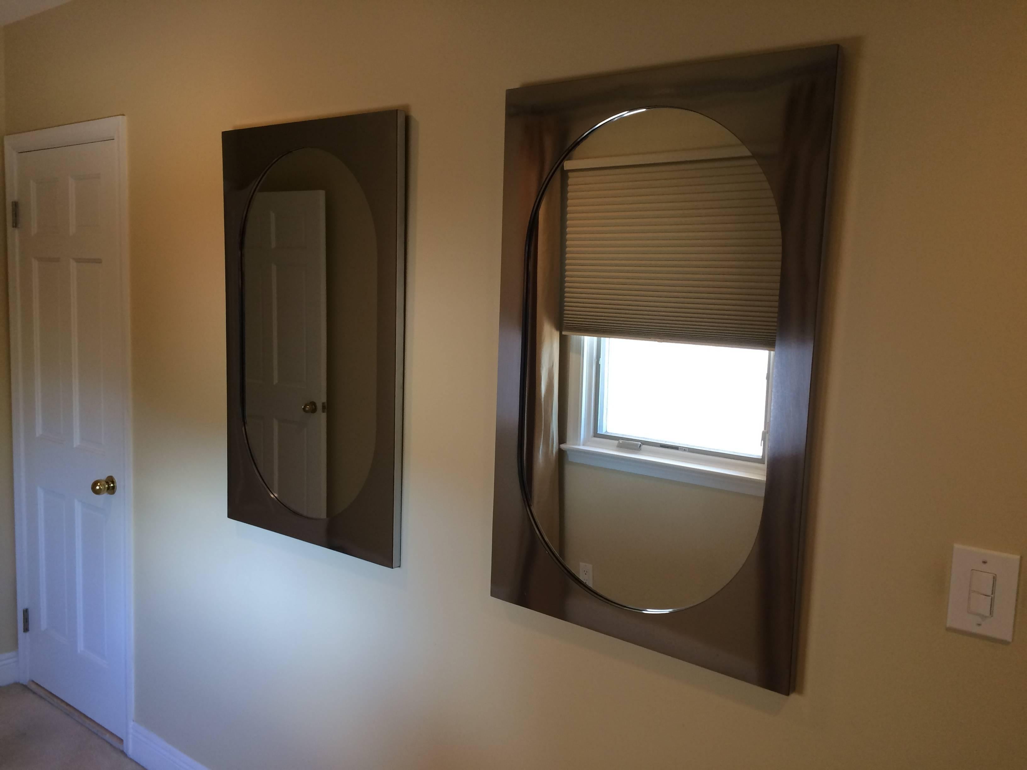 Pair of great wall mirrors, USA, 1970s.