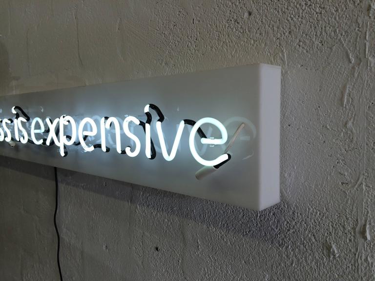 Happiness is Expensive Neon Sign in the Style of Alejandro Diaz at