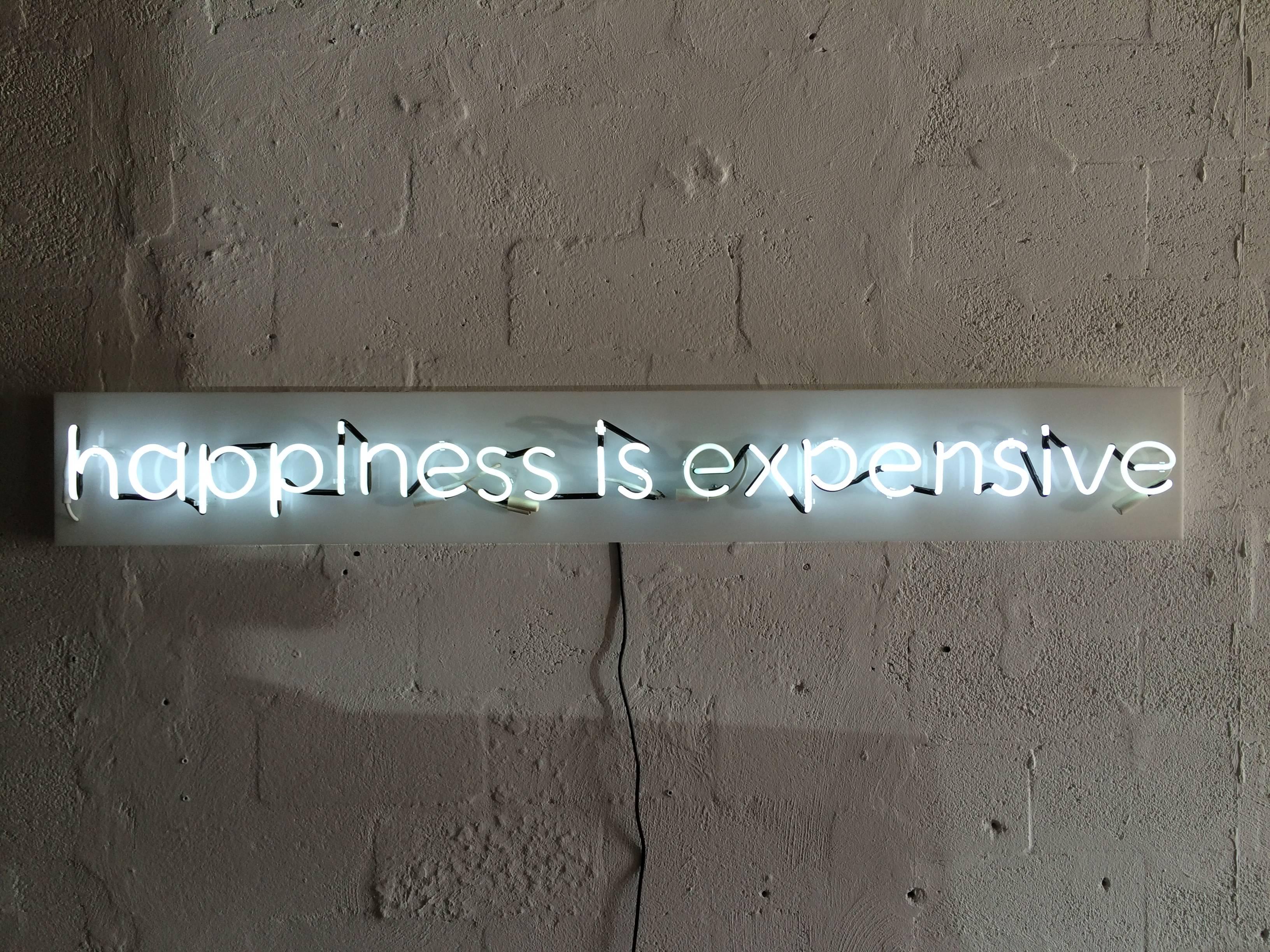 Happiness is Expensive Neon Sign in the Style of Alejandro Diaz at