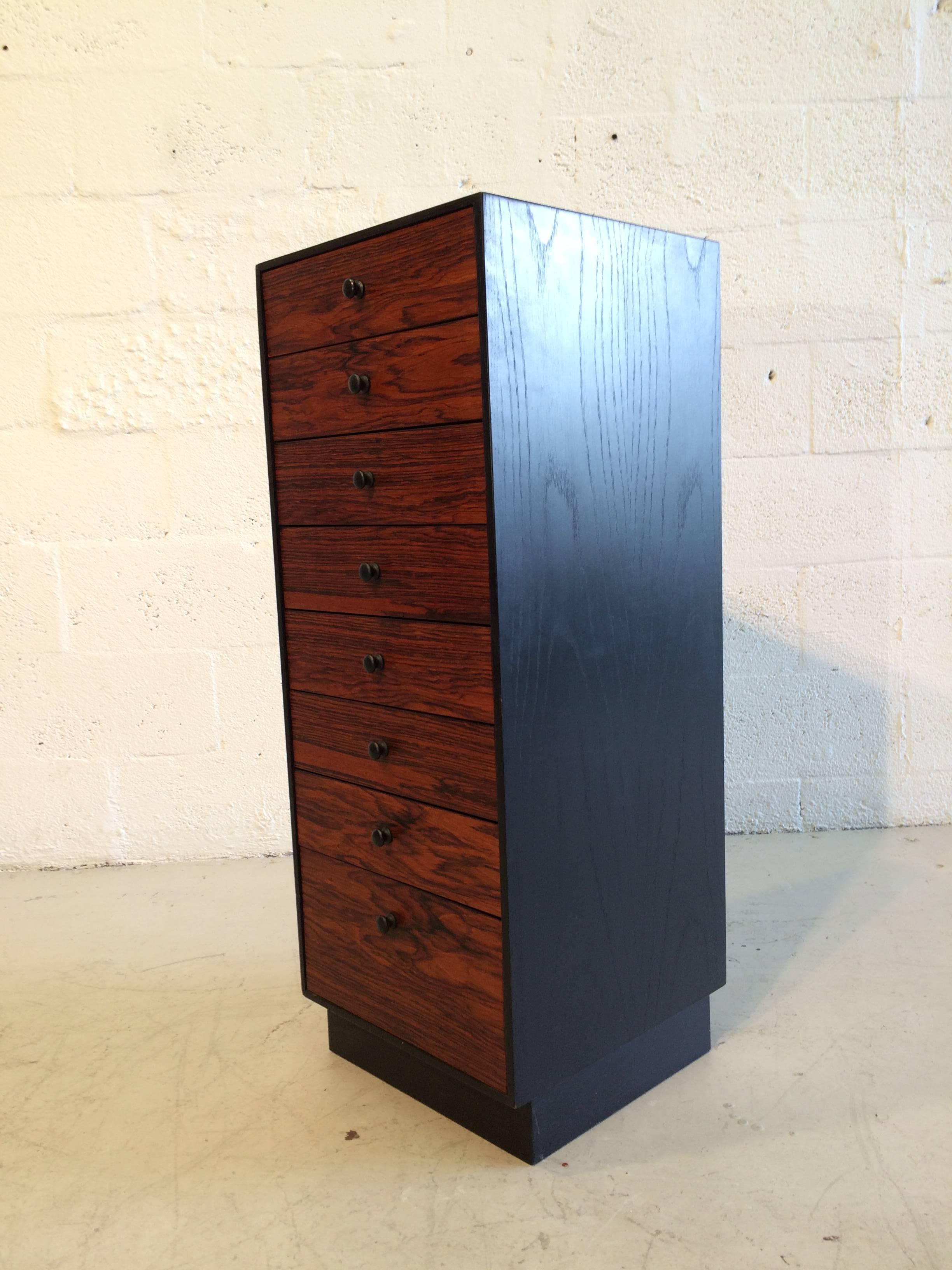 Mid-Century Modern David Parmalee for Founders Eight-Drawer Cabinet Rosewood and Black For Sale