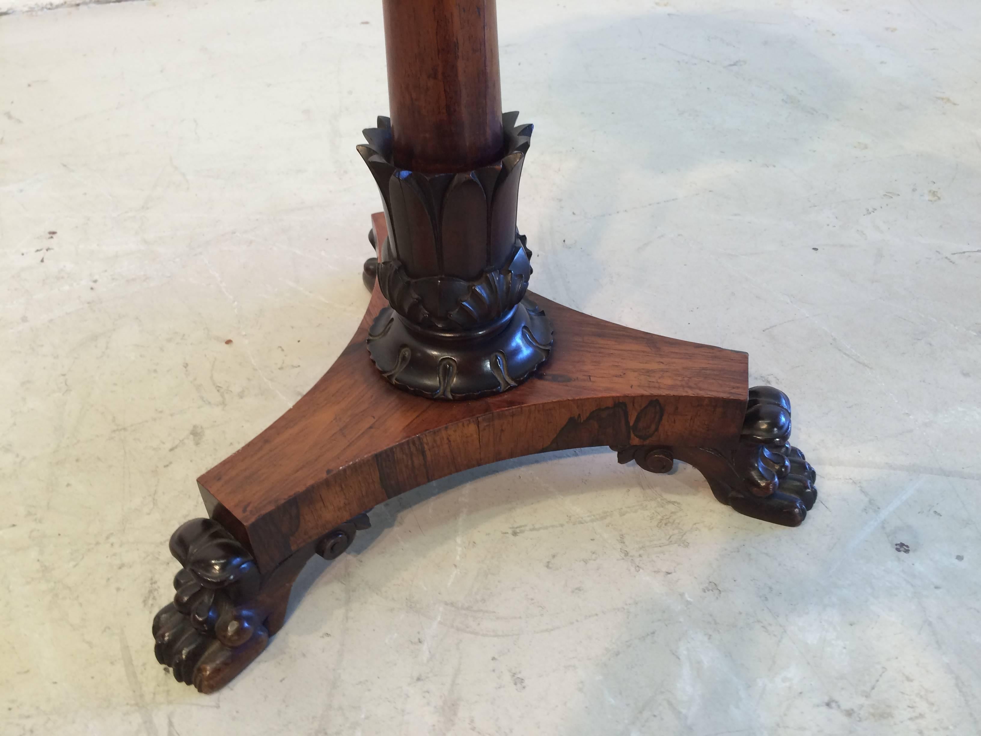 Modern Beautiful Antique Three-Legged Side Table Rosewood Claw Feet For Sale