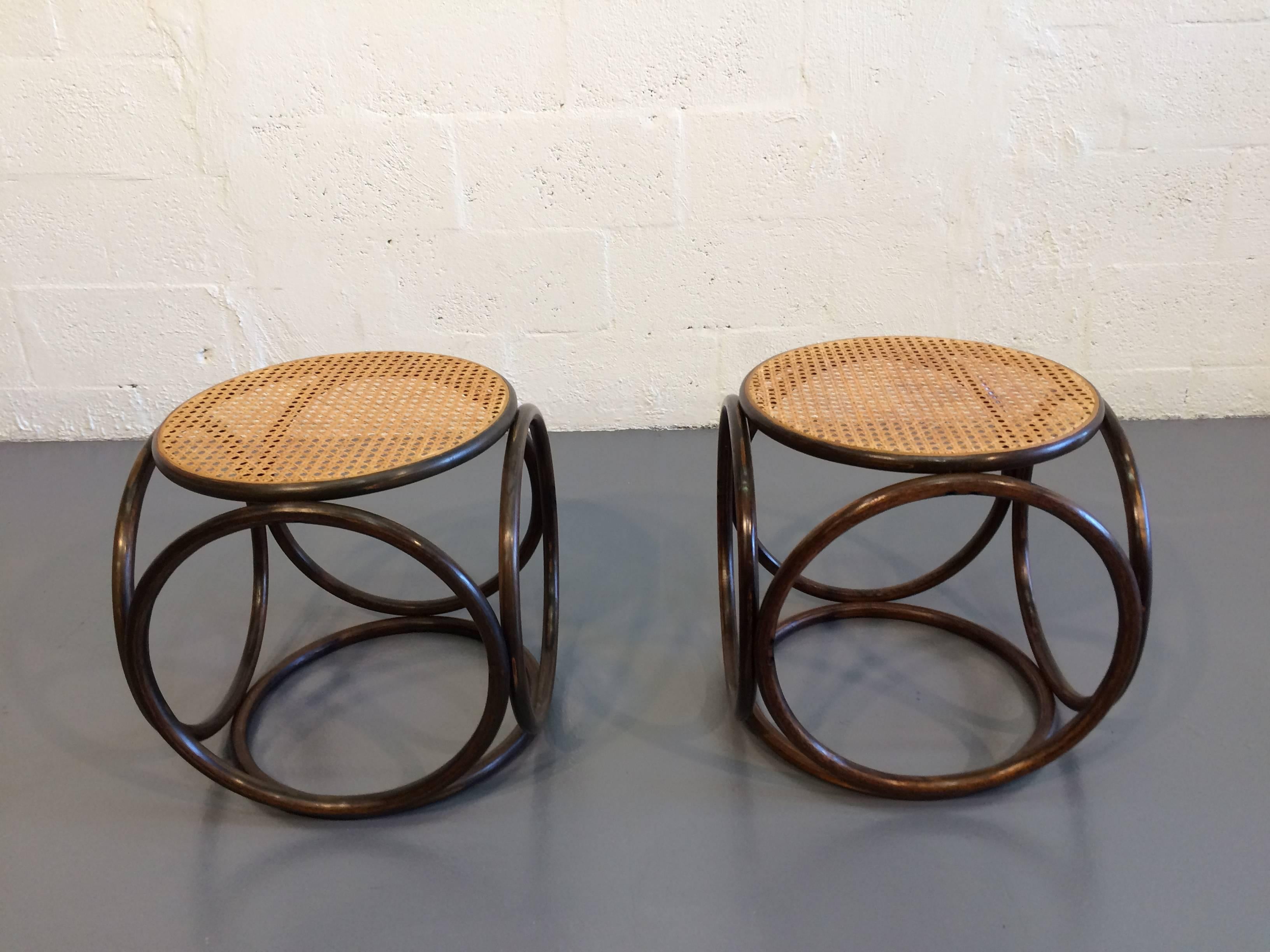 Modern Pair of Beautiful Michael Thonet Stools or Ottomans