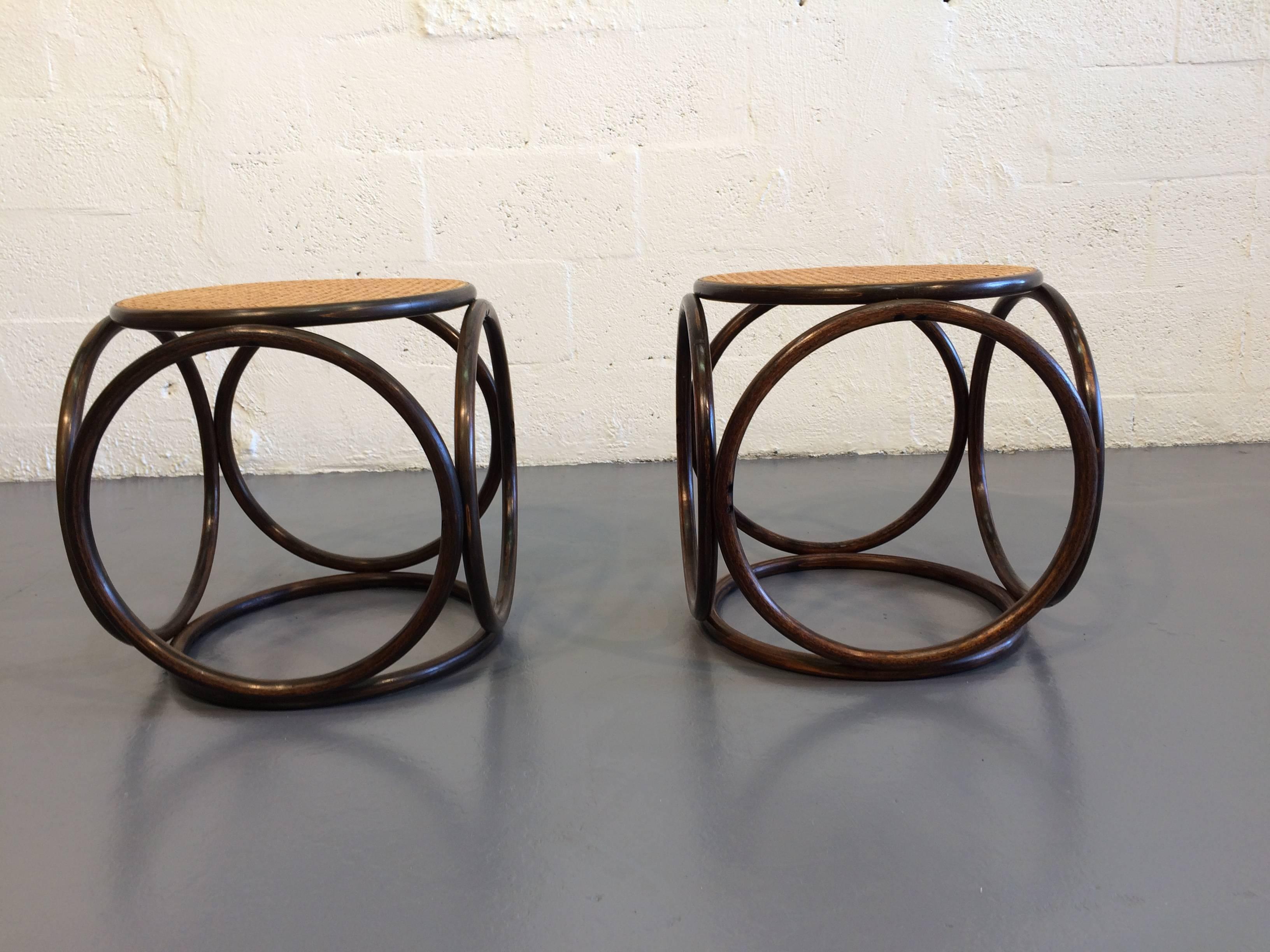 Pair of Beautiful Michael Thonet Stools or Ottomans 2