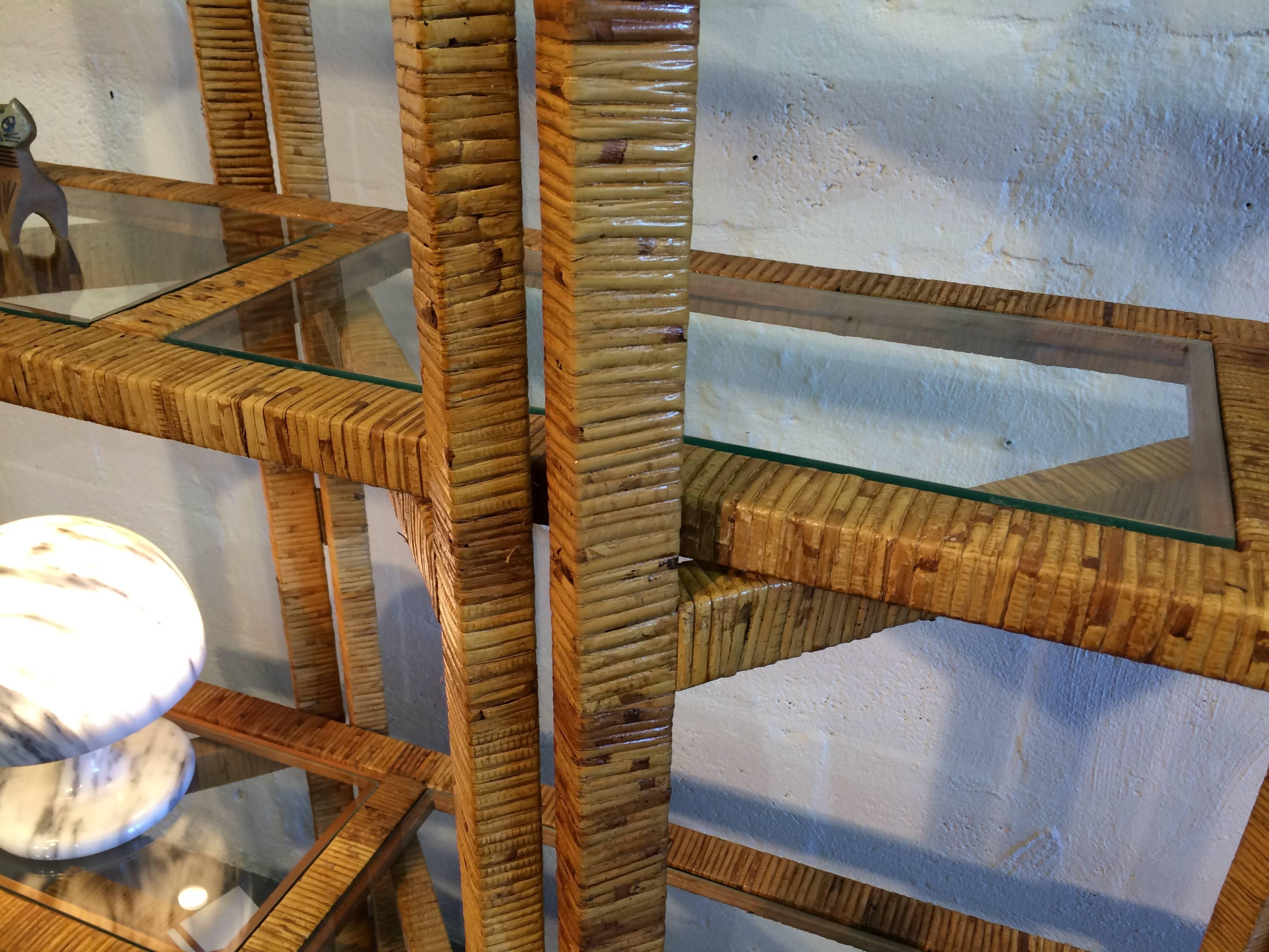 Late 20th Century Beautiful Mid-Century Modern Rattan Wrapped Shelf For Sale