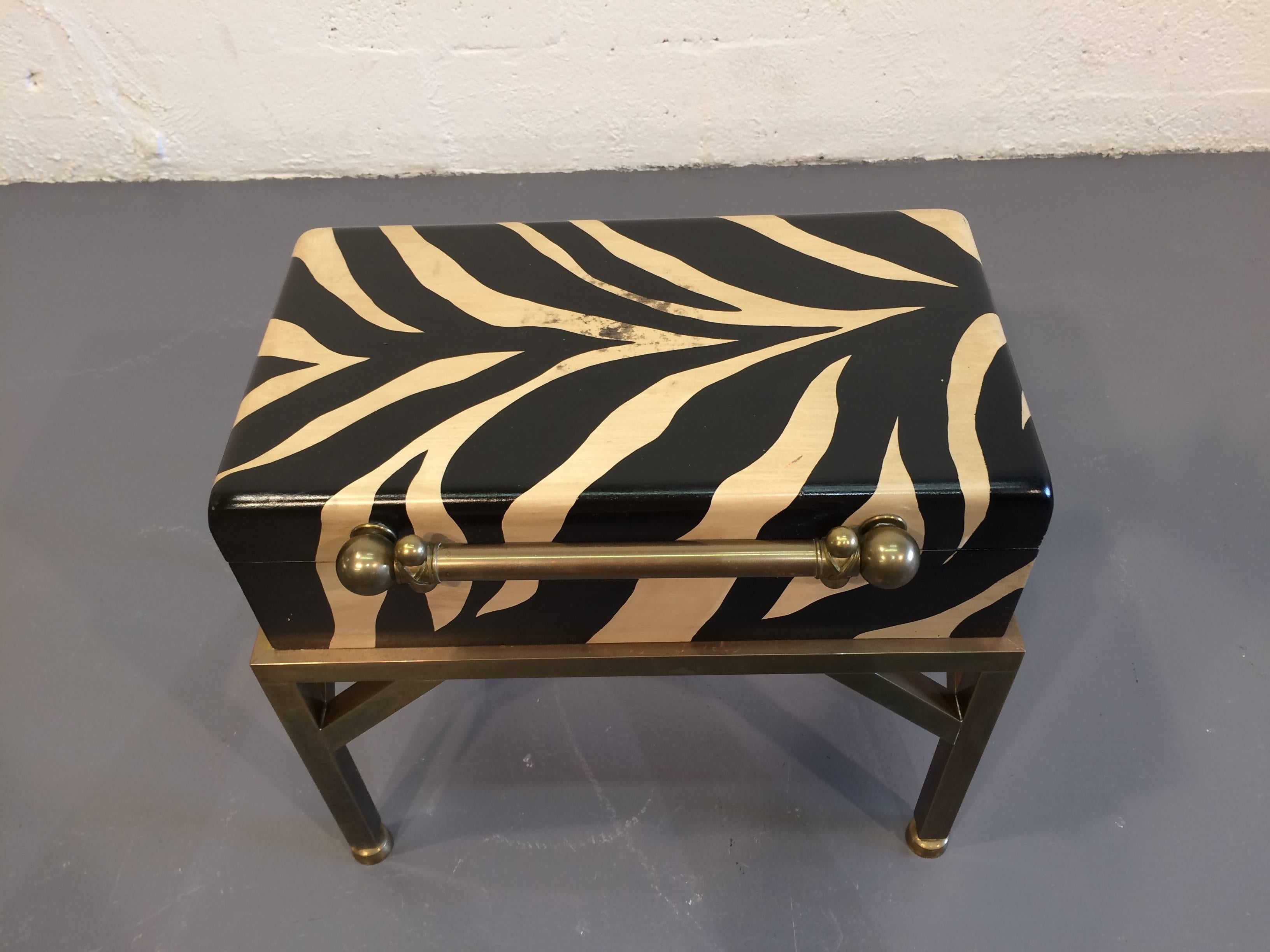 Hart Trunk Chest, Brass and Painted Zebra Pattern, Safari 4