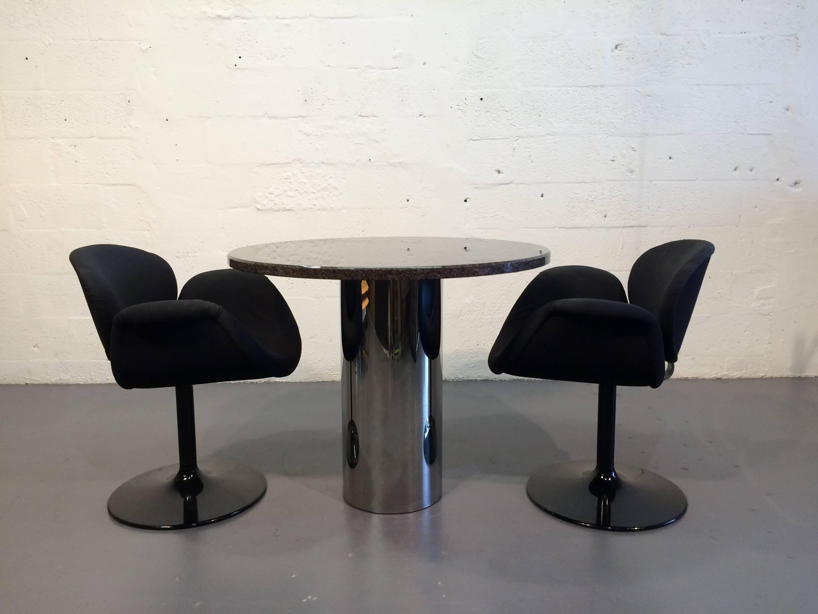 Mid-Century Modern Stainless Steel and Granite Centre Table or Dining Table For Sale