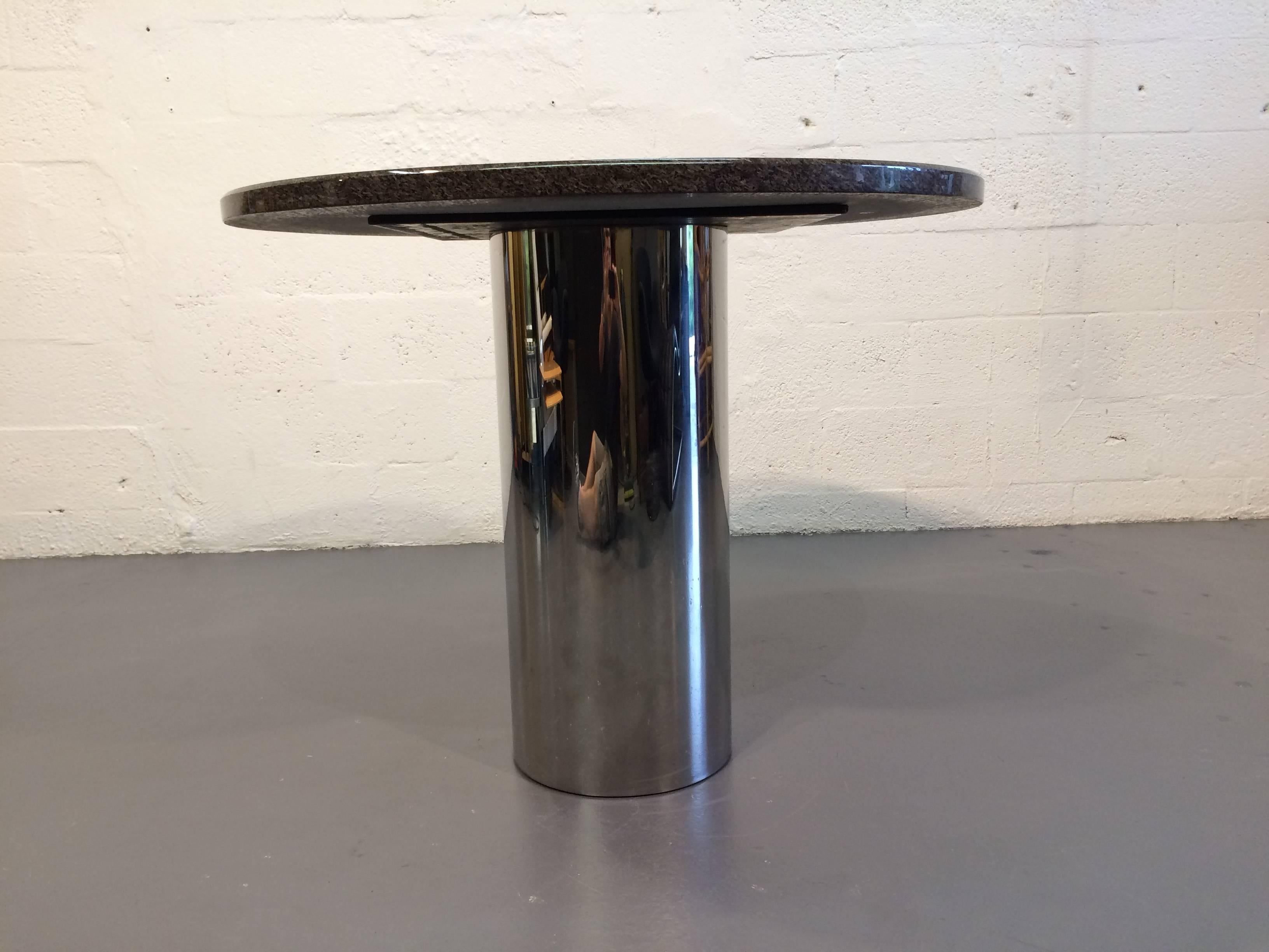 Stainless Steel and Granite Centre Table or Dining Table In Good Condition For Sale In Miami, FL