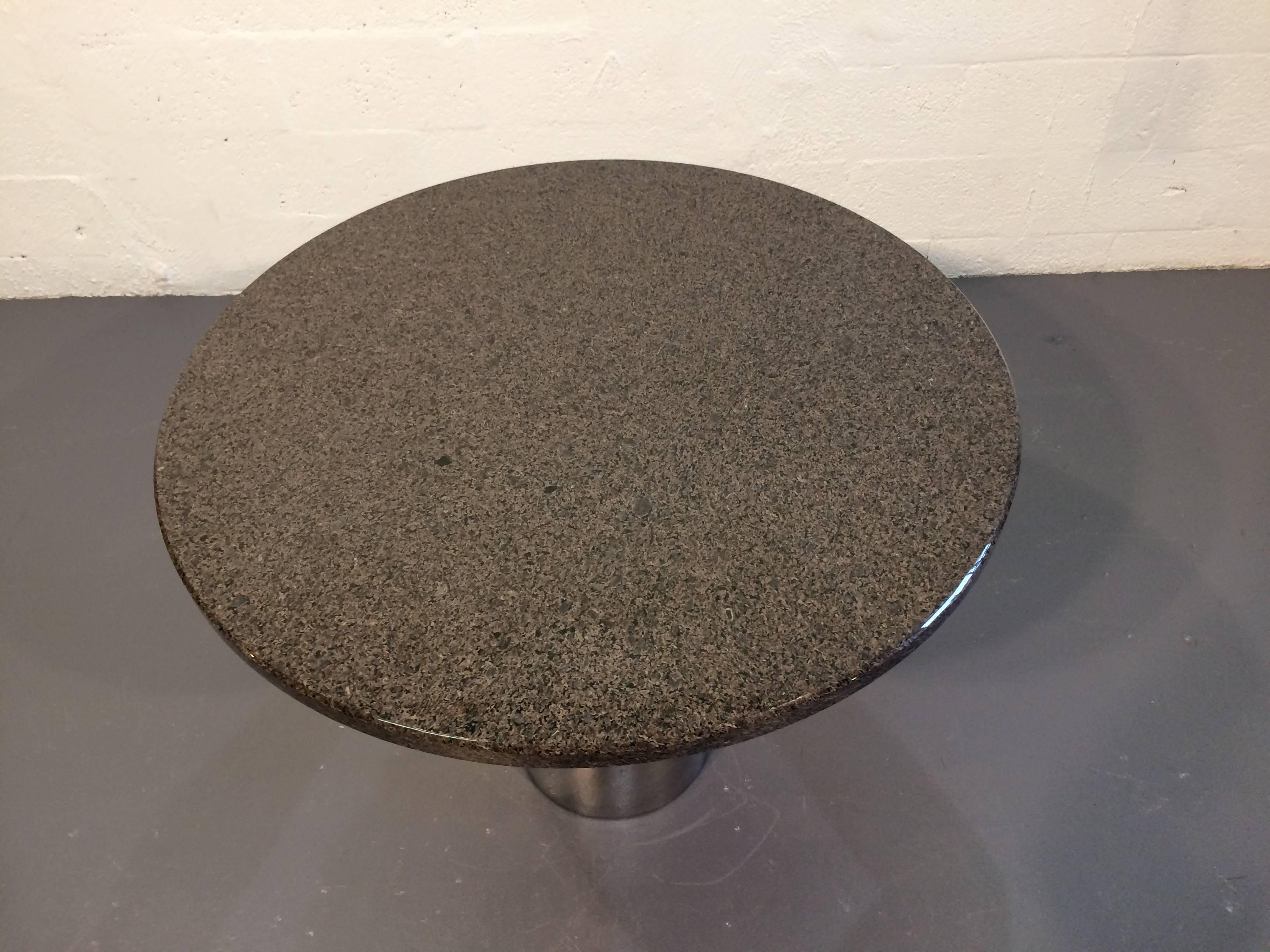 Stainless Steel and Granite Centre Table or Dining Table In Good Condition For Sale In Miami, FL