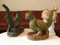 Two Carved and Painted Wood Birds