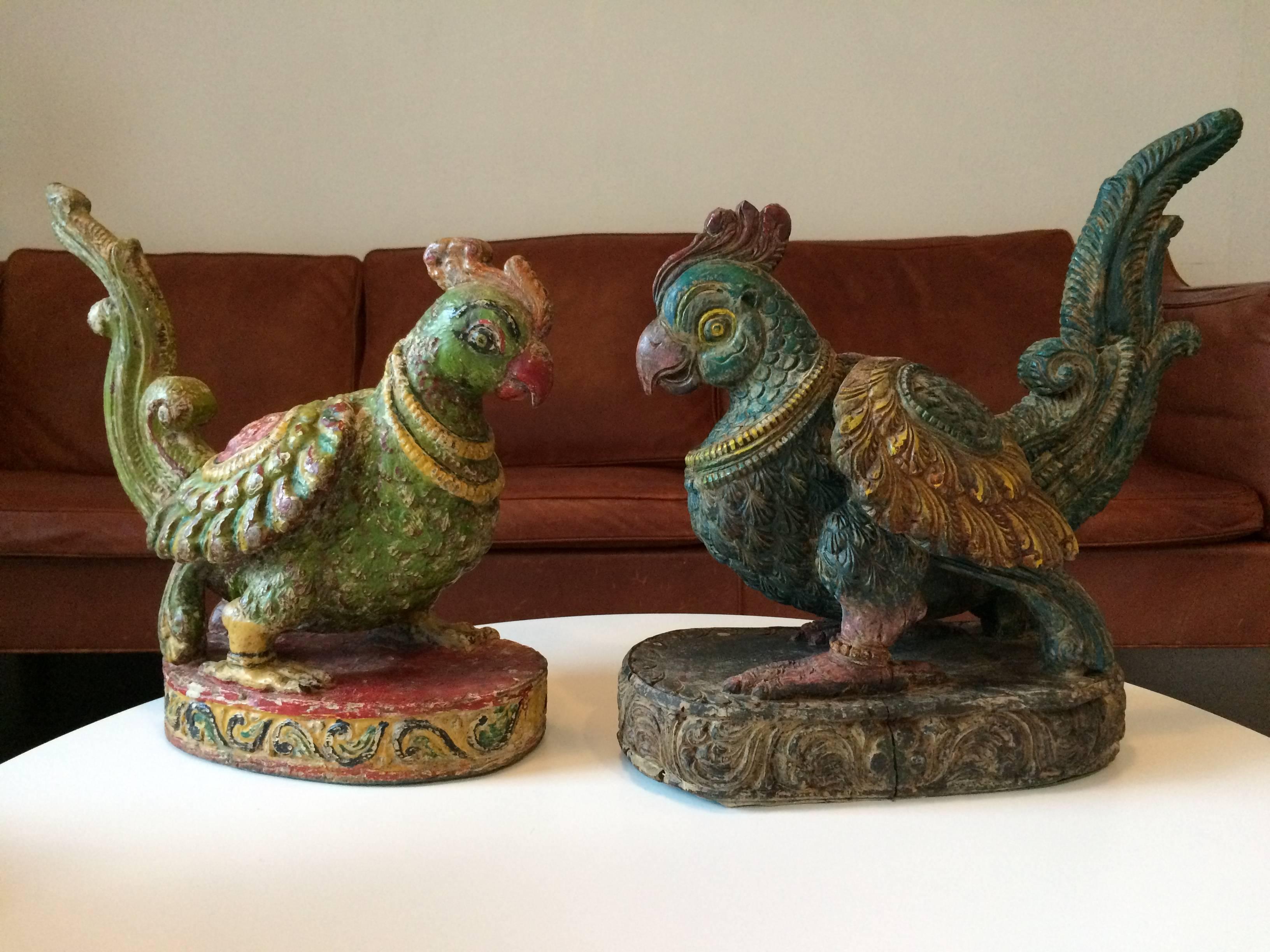 Two Carved and Painted Wood Birds For Sale 5