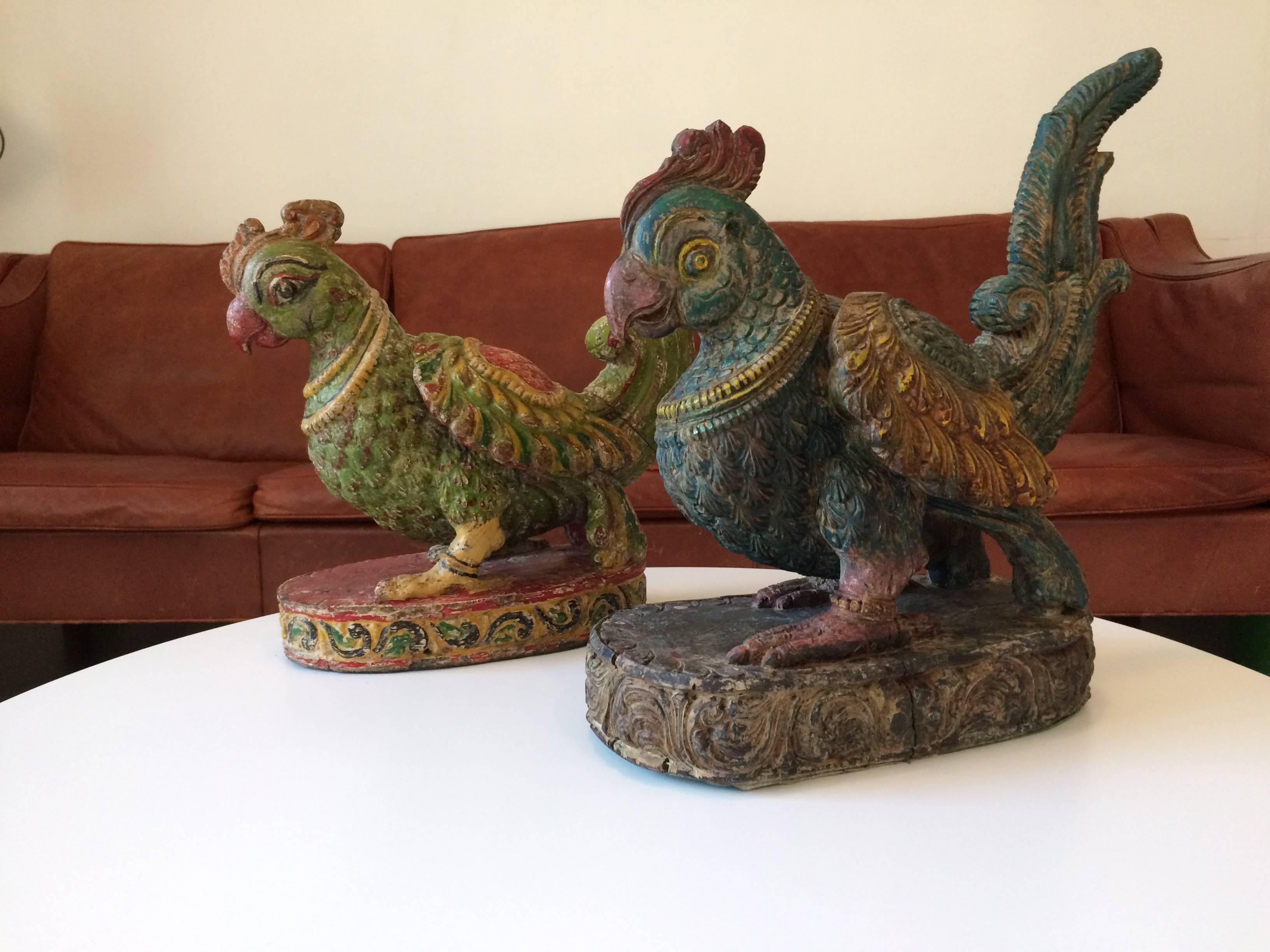 Two Carved and Painted Wood Birds For Sale 6