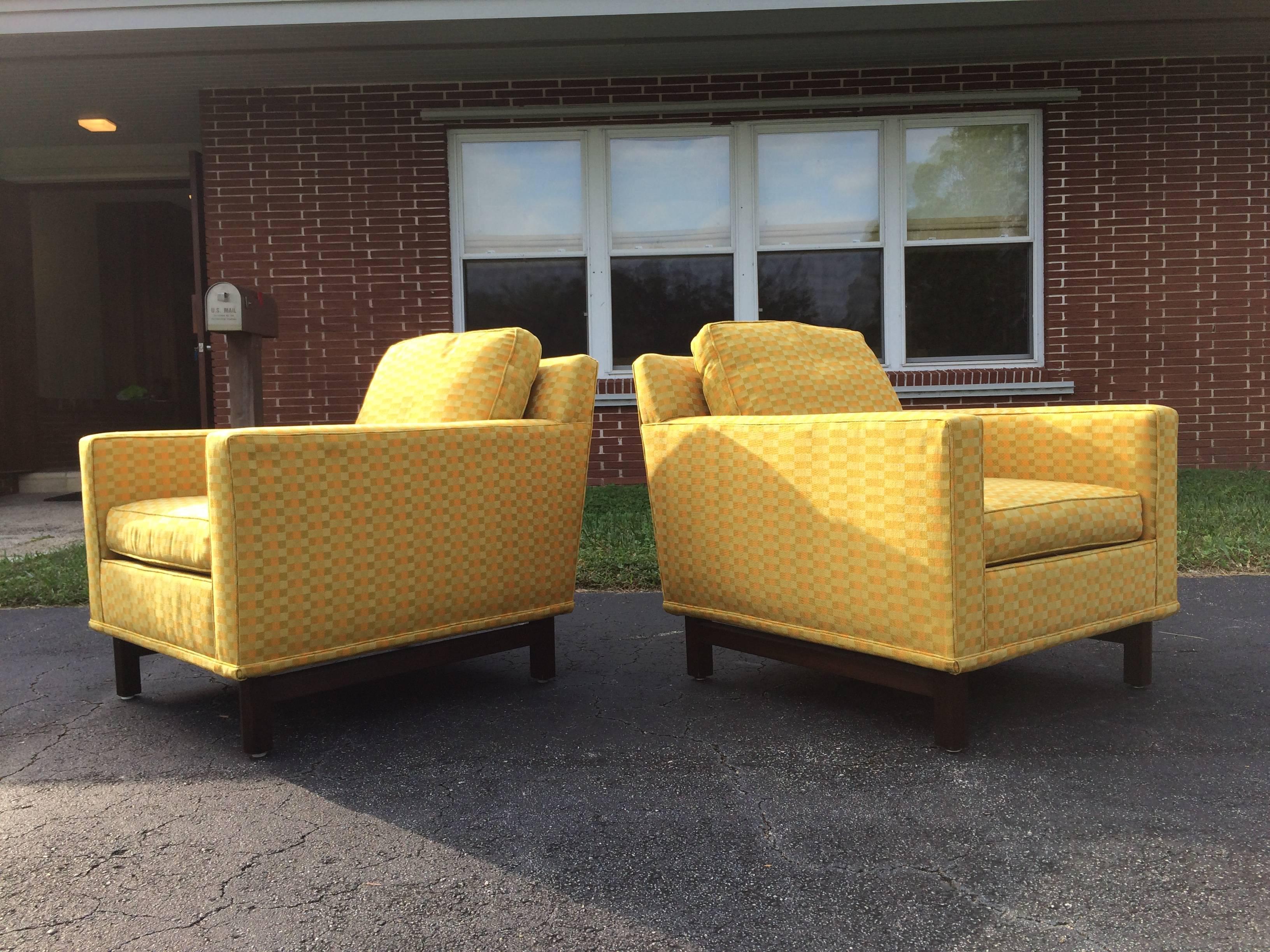 Signed Edward Wormley lounge chairs, come with the original fabric. We also have the matching sofa.