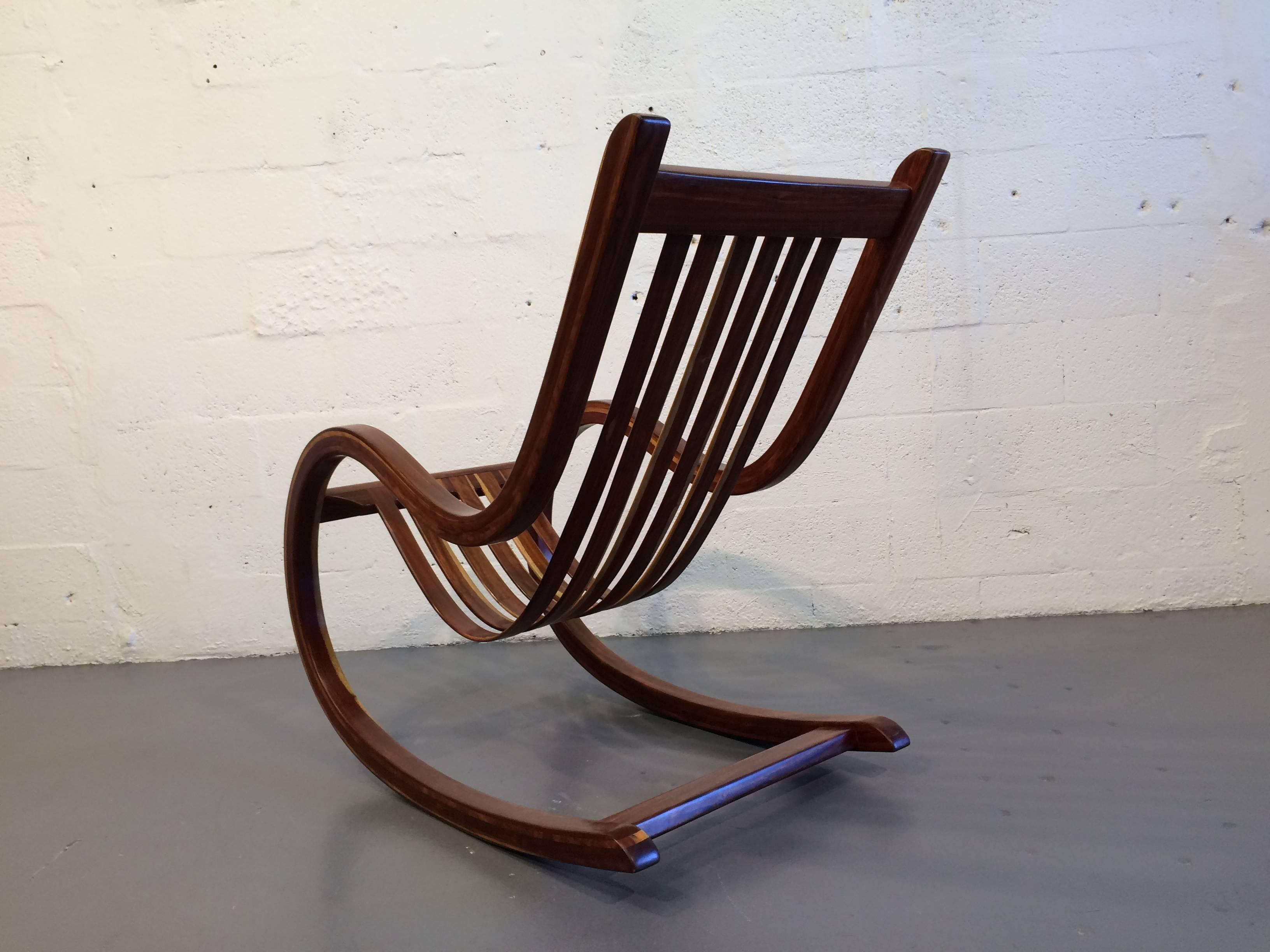 Late 20th Century Designer Studio Crafted Rocking Chair Rocker Rosewood