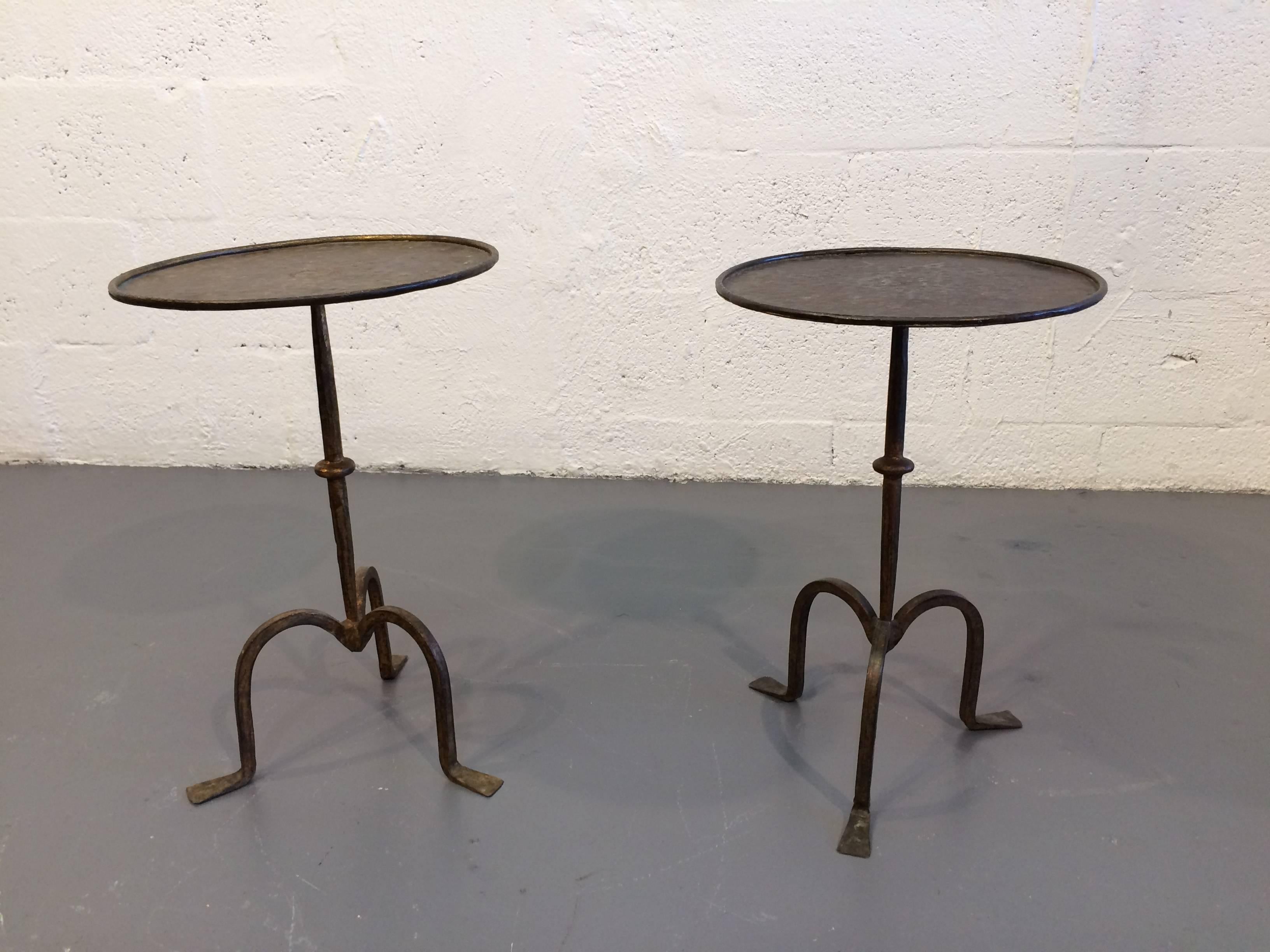 Great Pair of Iron Side Tables with Gilt Finish In Good Condition In Miami, FL