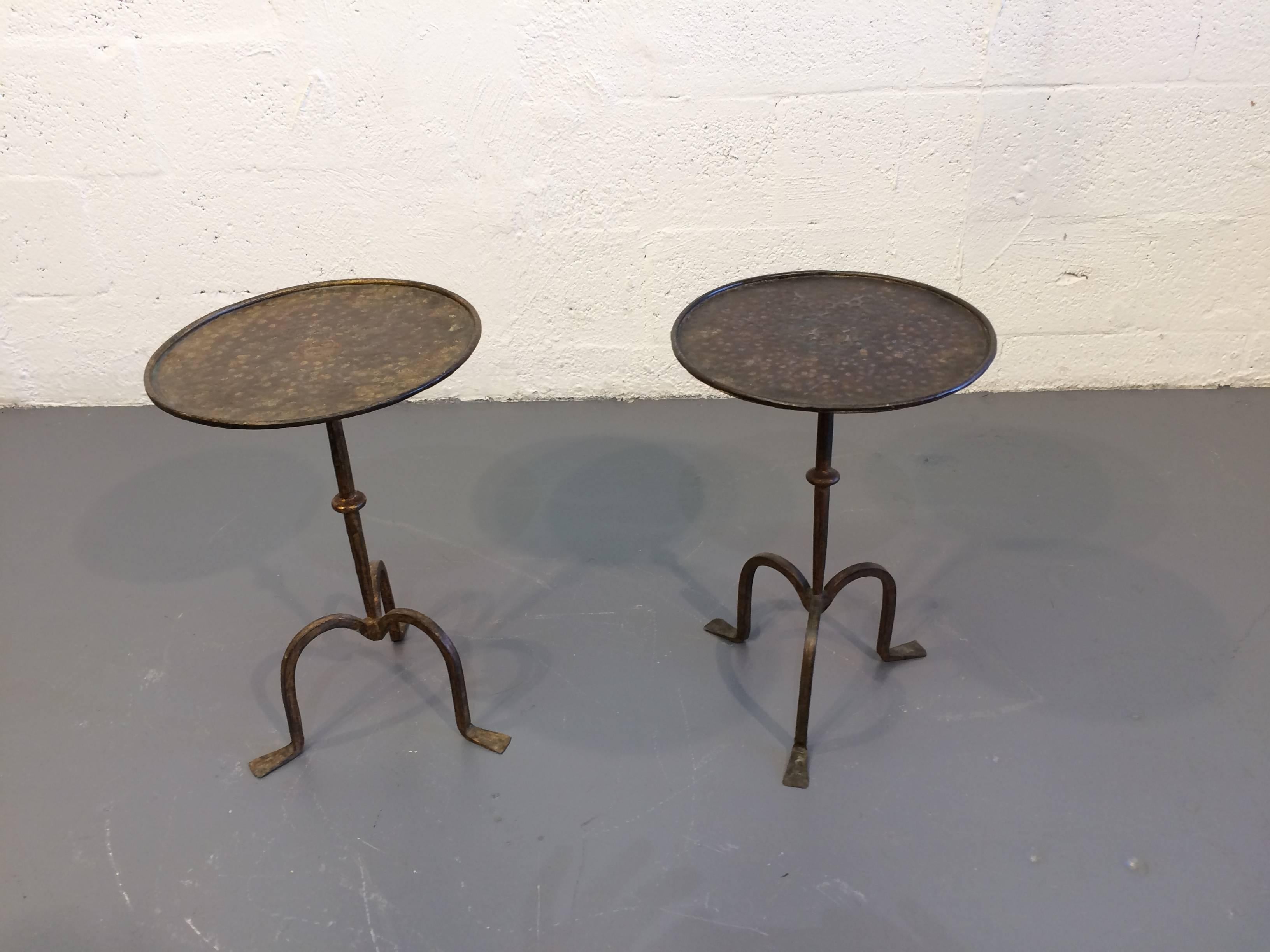 Great Pair of Iron Side Tables with Gilt Finish 1