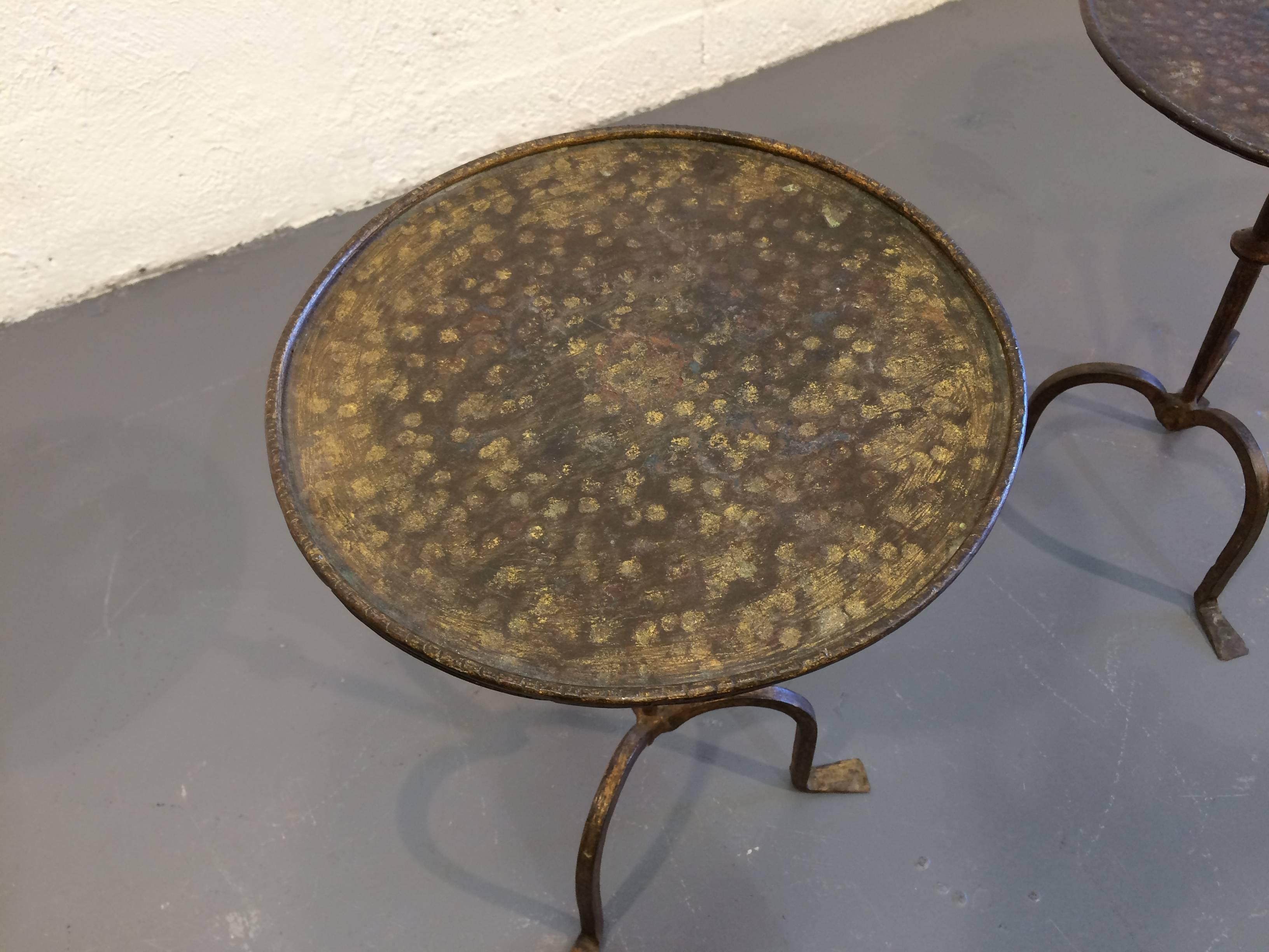 Great Pair of Iron Side Tables with Gilt Finish 2