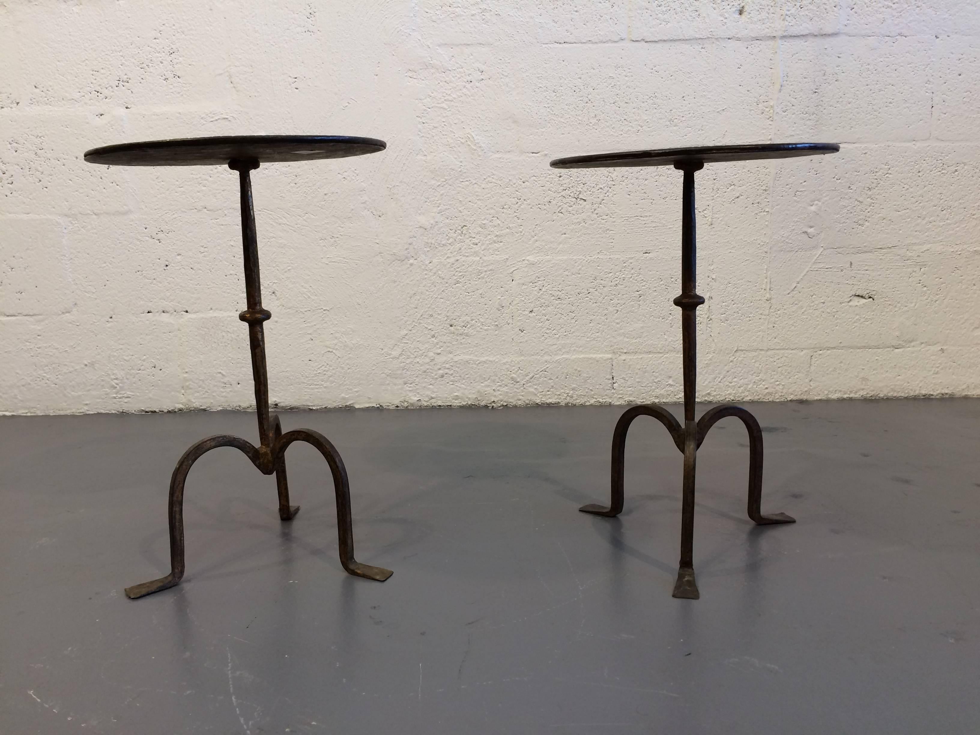 Great Pair of Iron Side Tables with Gilt Finish 4