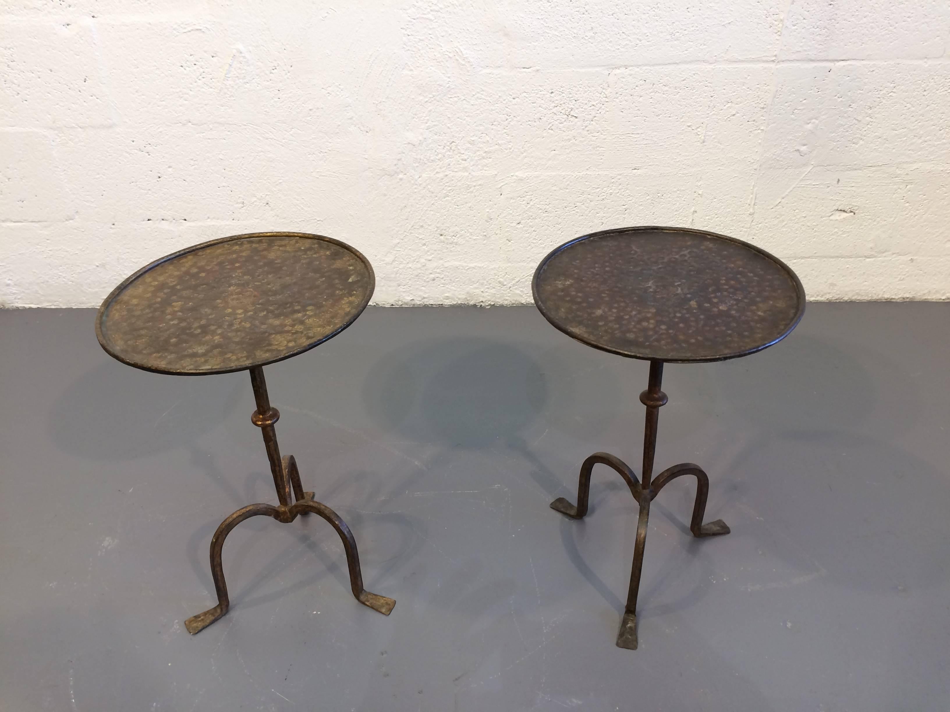 Great Pair of Iron Side Tables with Gilt Finish 5