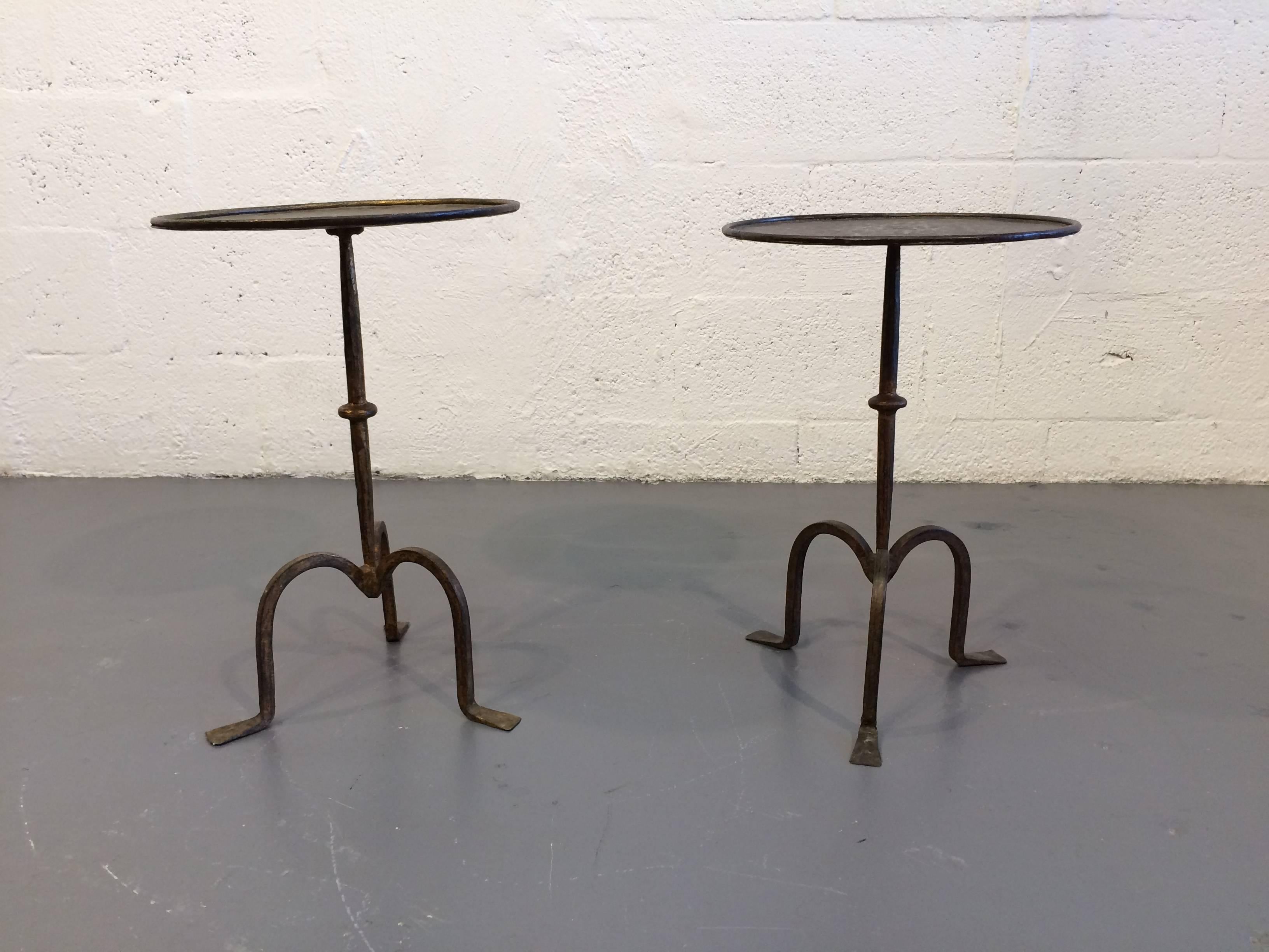 Great Pair of Iron Side Tables with Gilt Finish 6