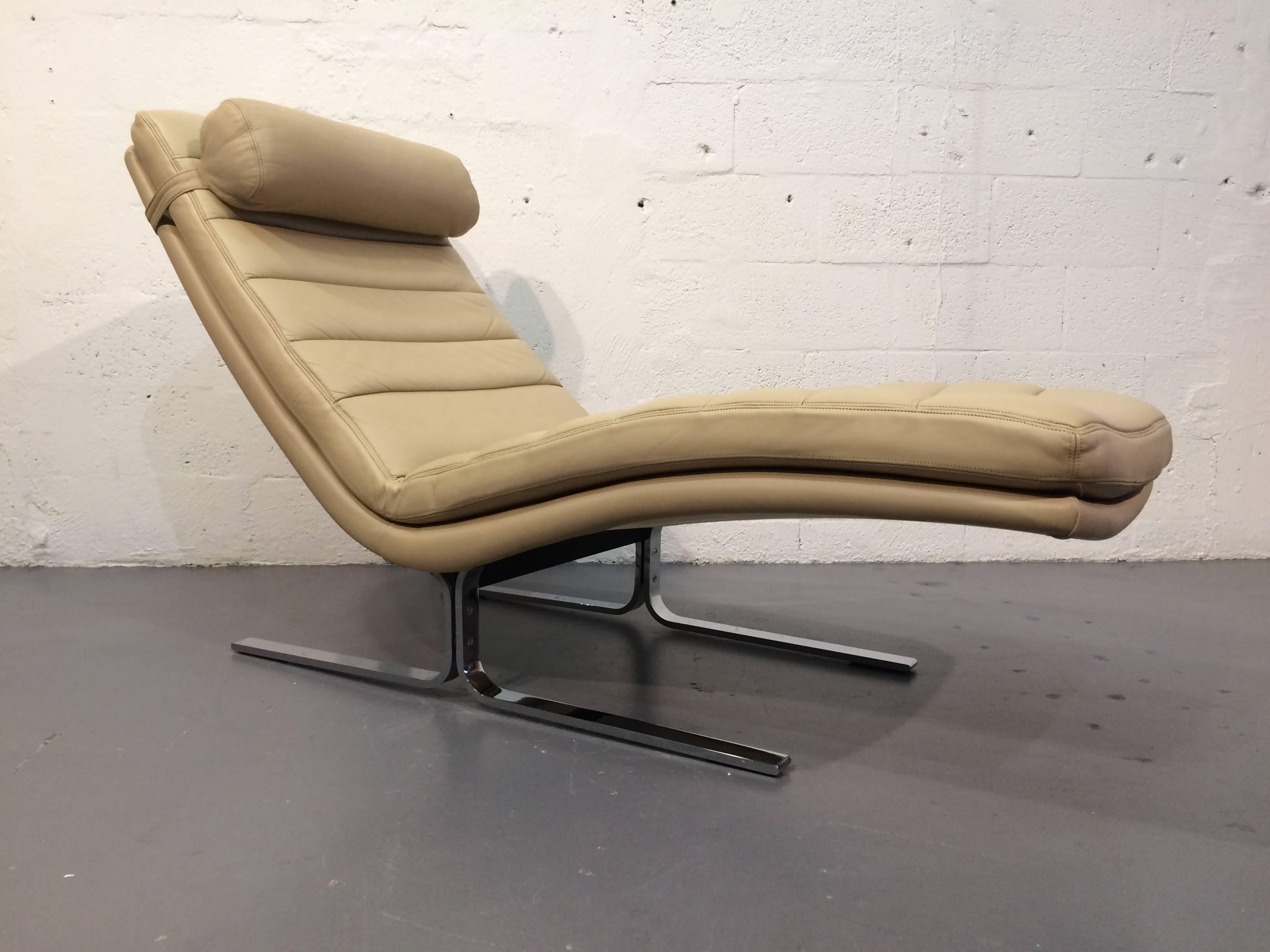 Mid-Century Modern Leather Chaise Longue by Harvey Probber, USA, 1970s