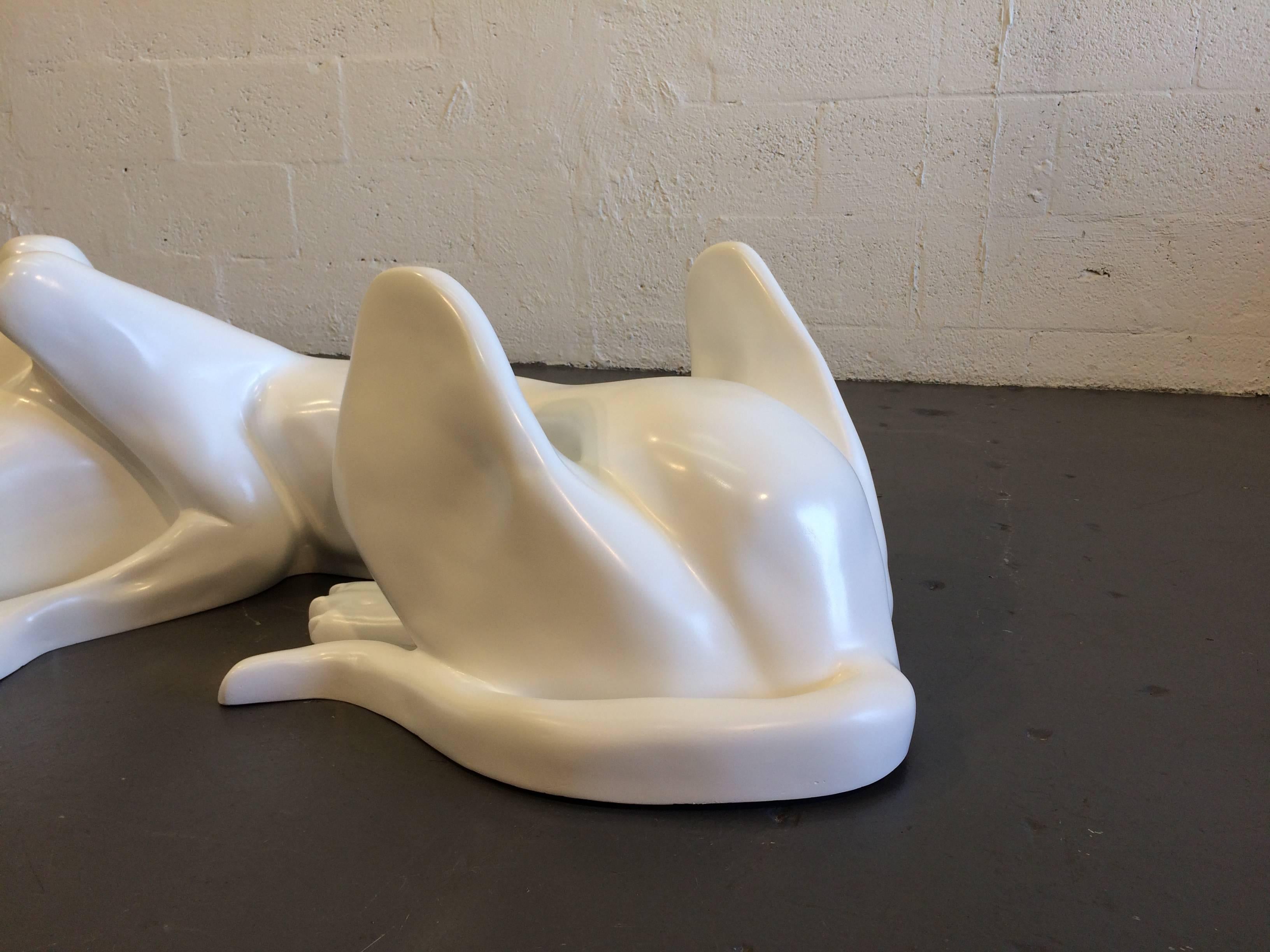 Mid-Century Modern White Panther Coffee Table Base or Sculpture, 1970s
