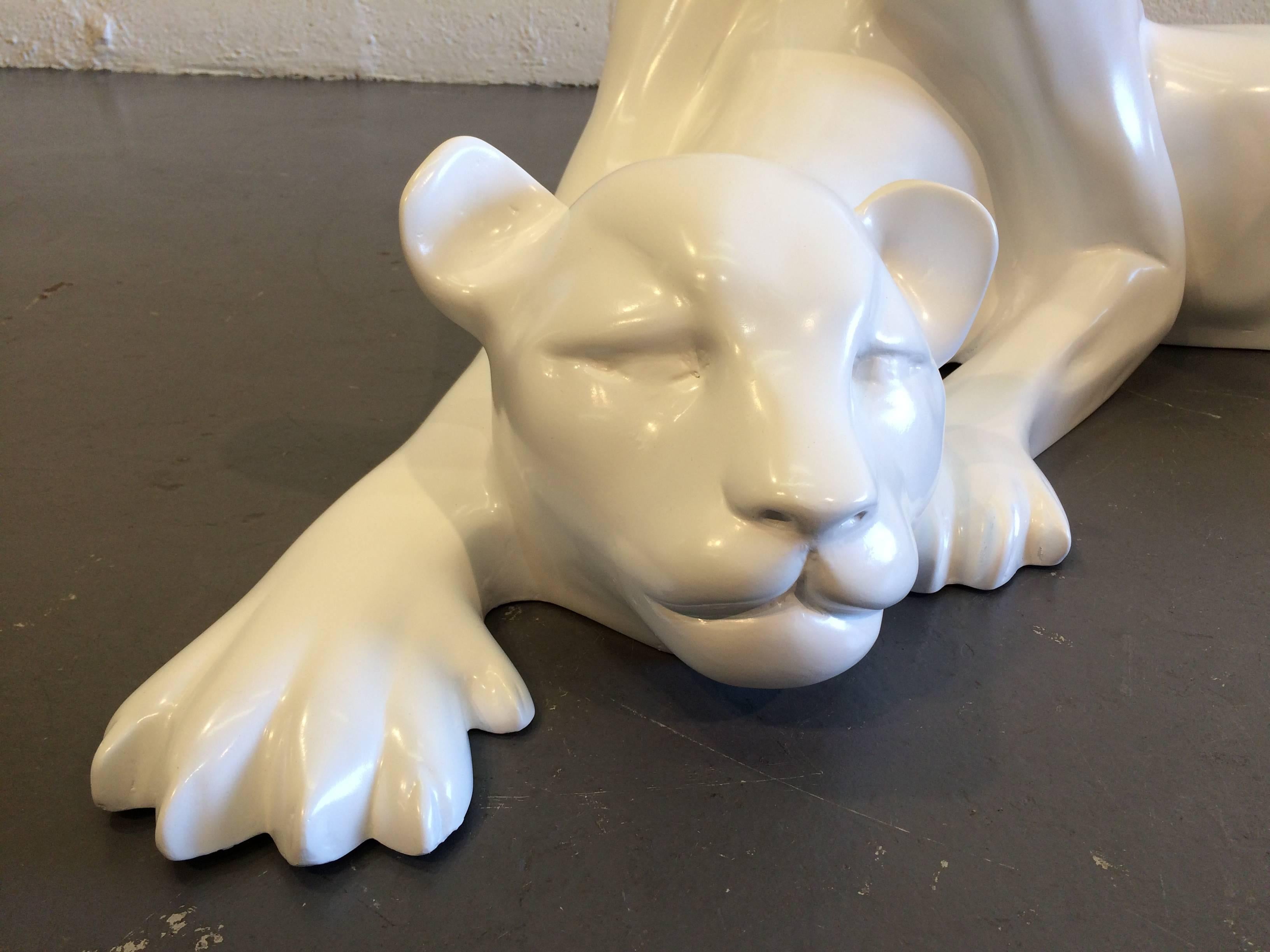 American White Panther Coffee Table Base or Sculpture, 1970s