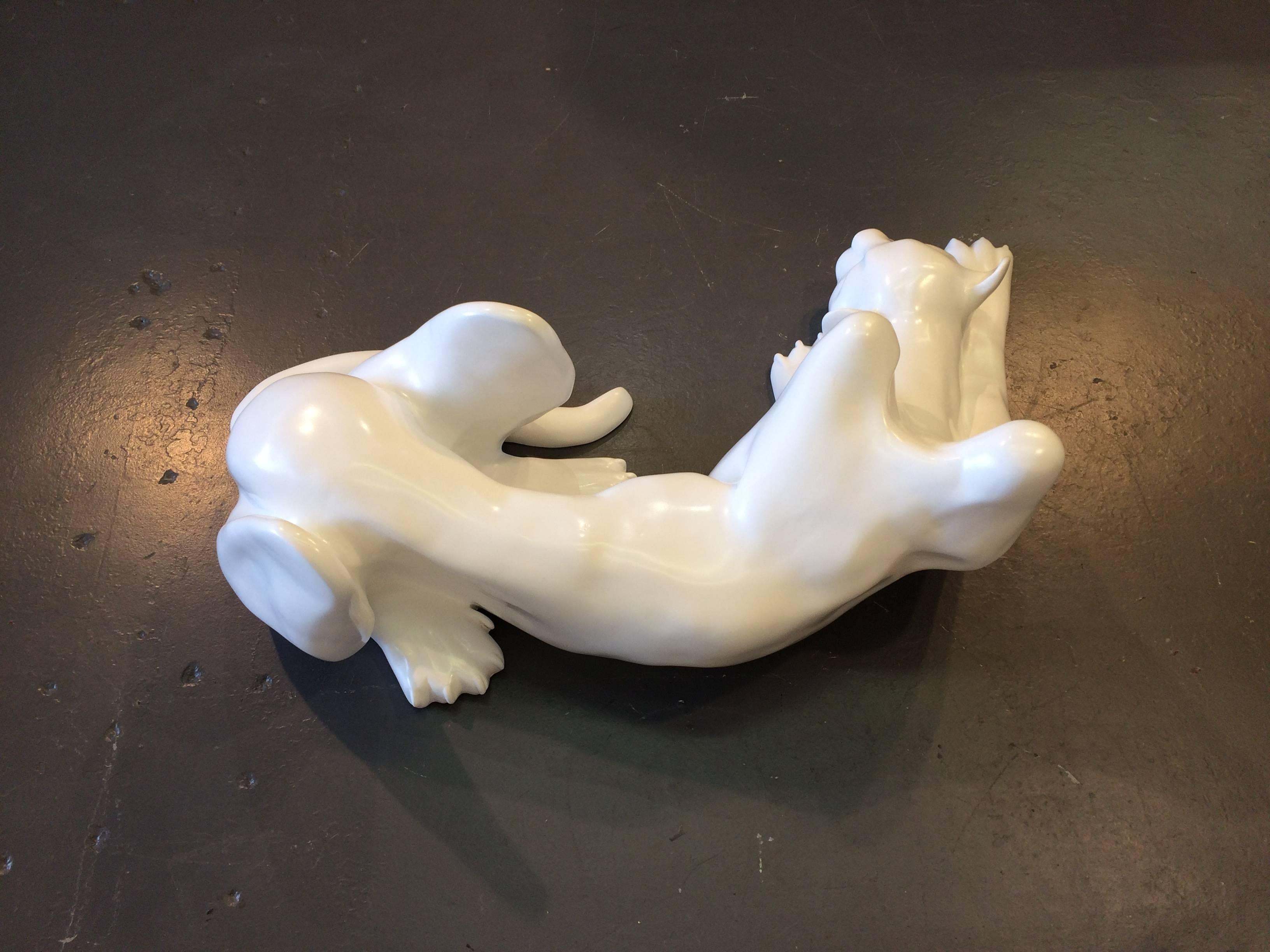 Late 20th Century White Panther Coffee Table Base or Sculpture, 1970s