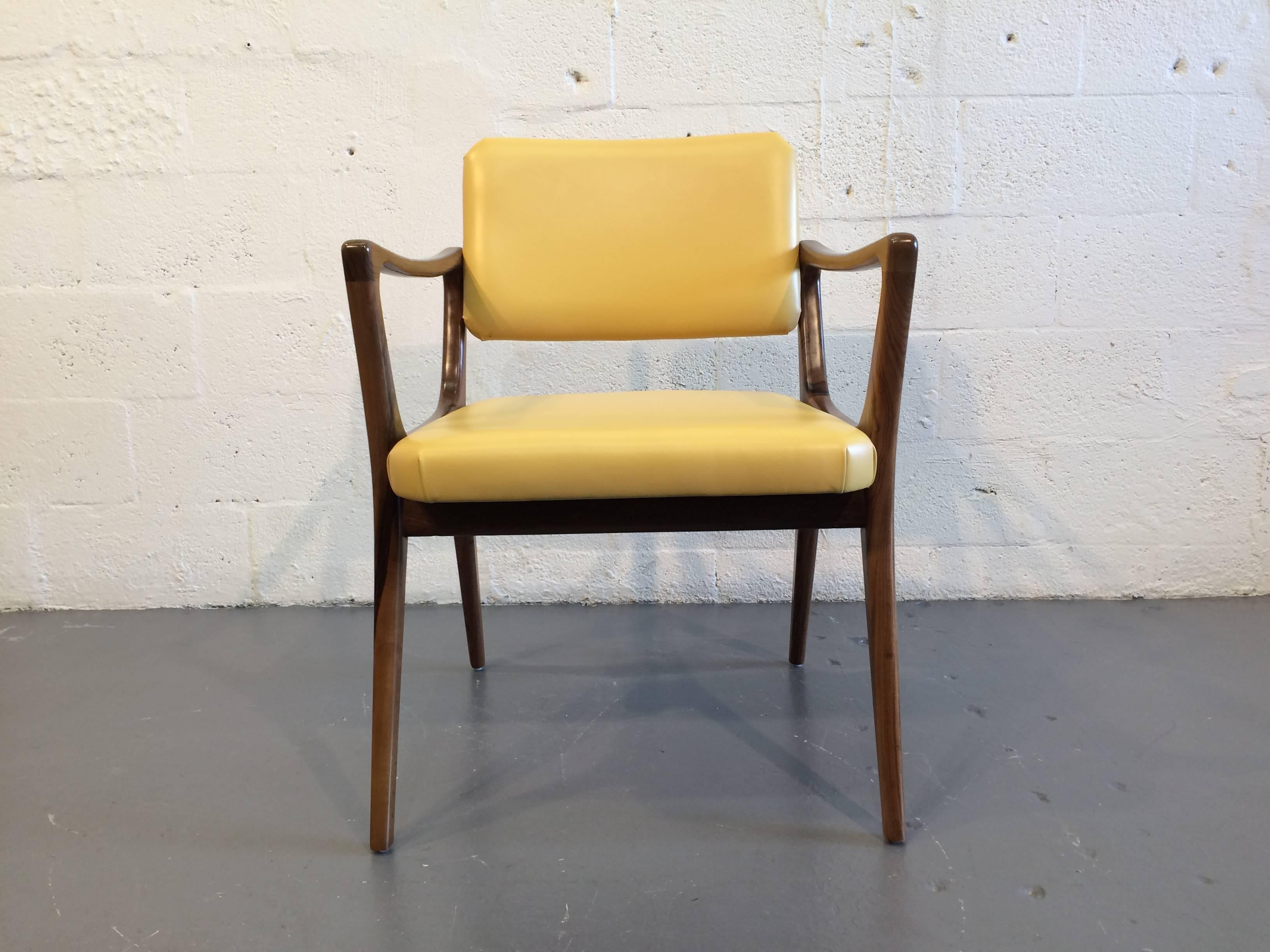 Six Sculptural Dining Chairs, Gio Ponti Style In Good Condition In Miami, FL