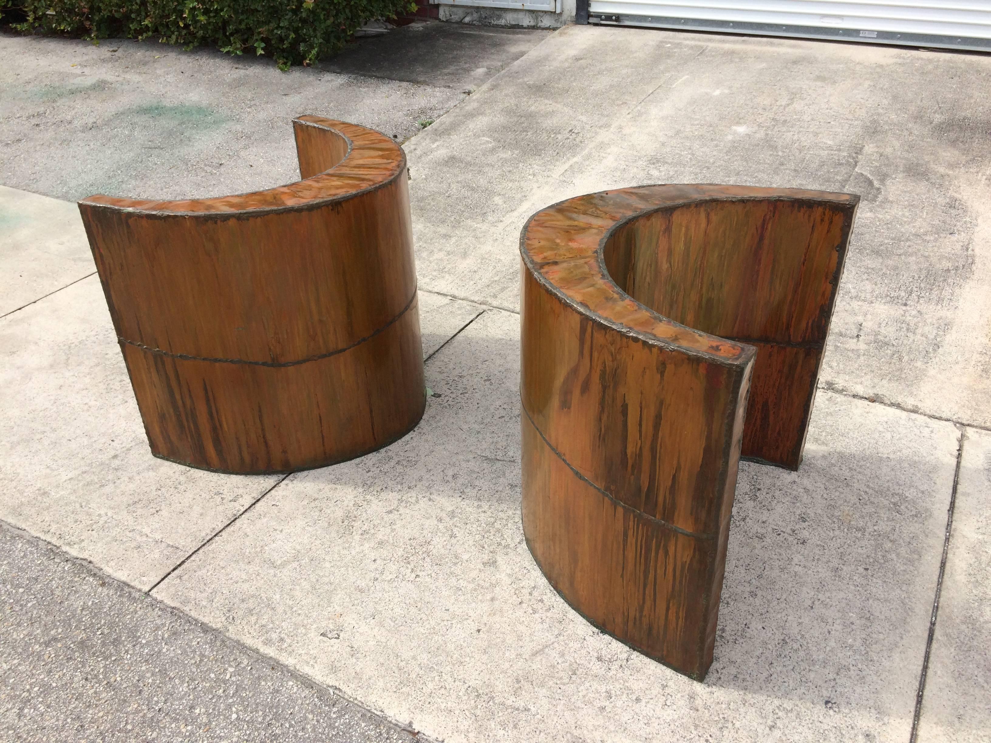 Brutalist Welded Copper Dining Table, Paul Evans Silas Seandel Style In Good Condition In Miami, FL