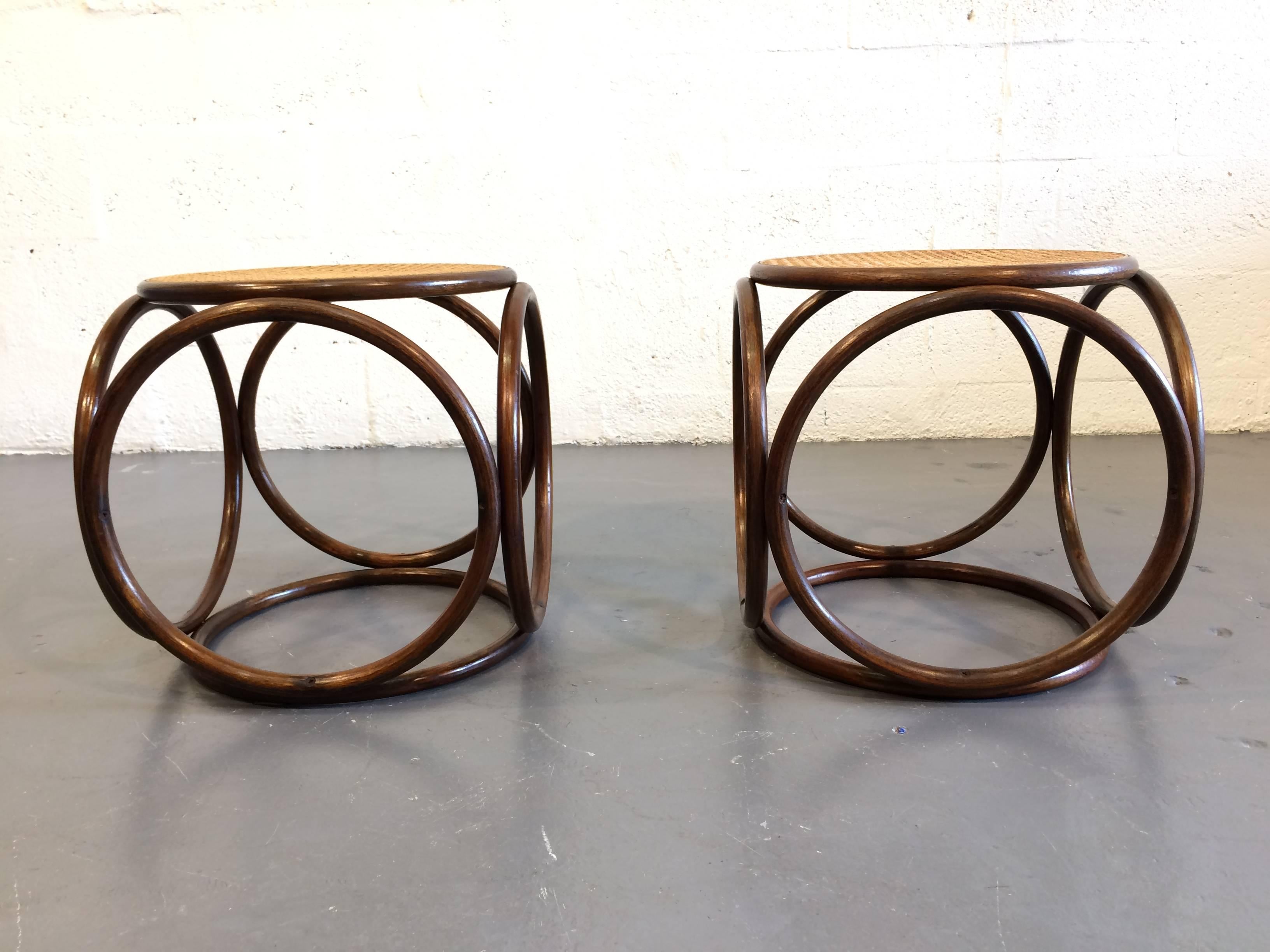Pair of Beautiful Michael Thonet Stools or Ottomans In Good Condition In Miami, FL