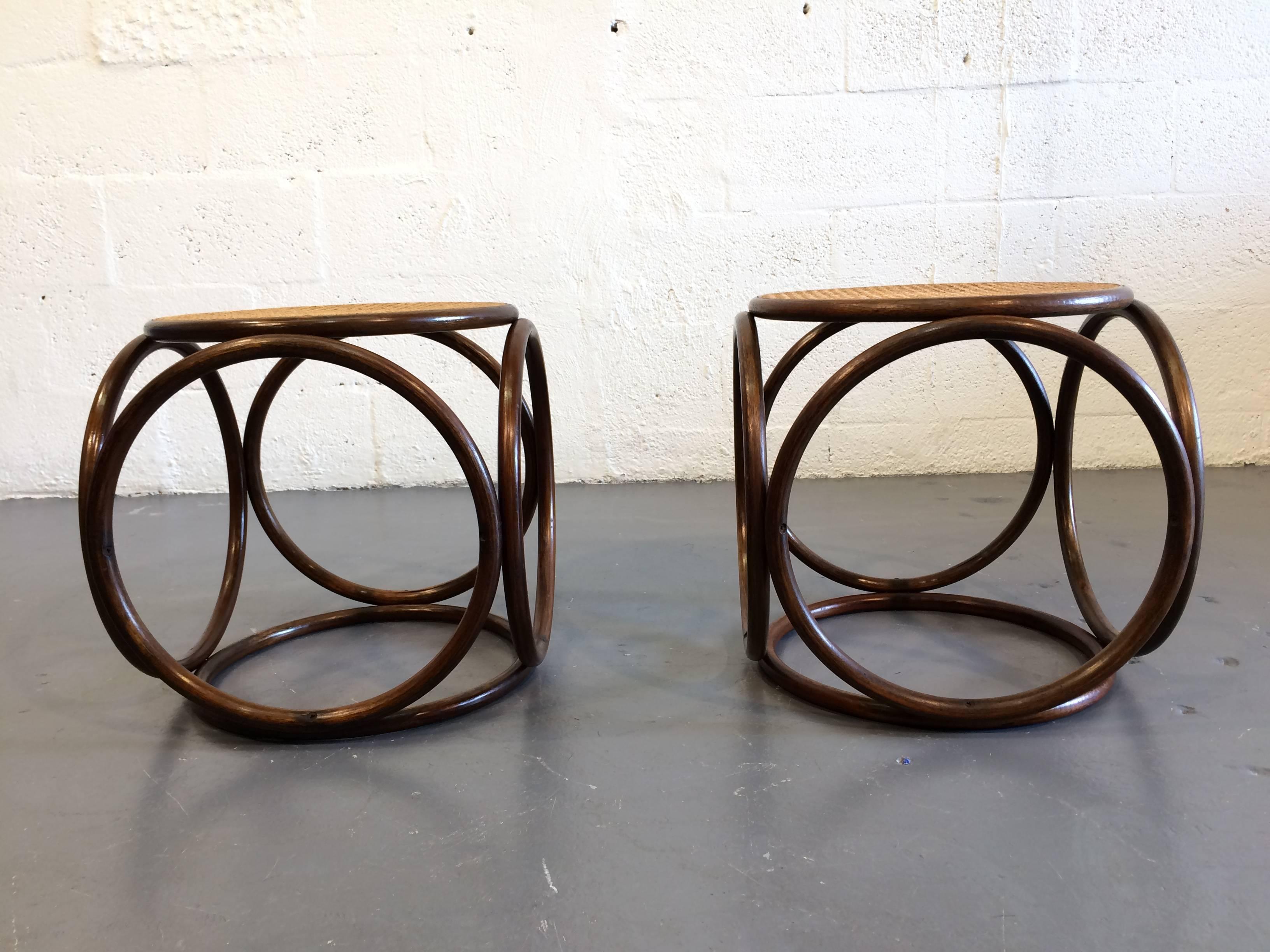 Pair of Beautiful Michael Thonet Stools or Ottomans 1
