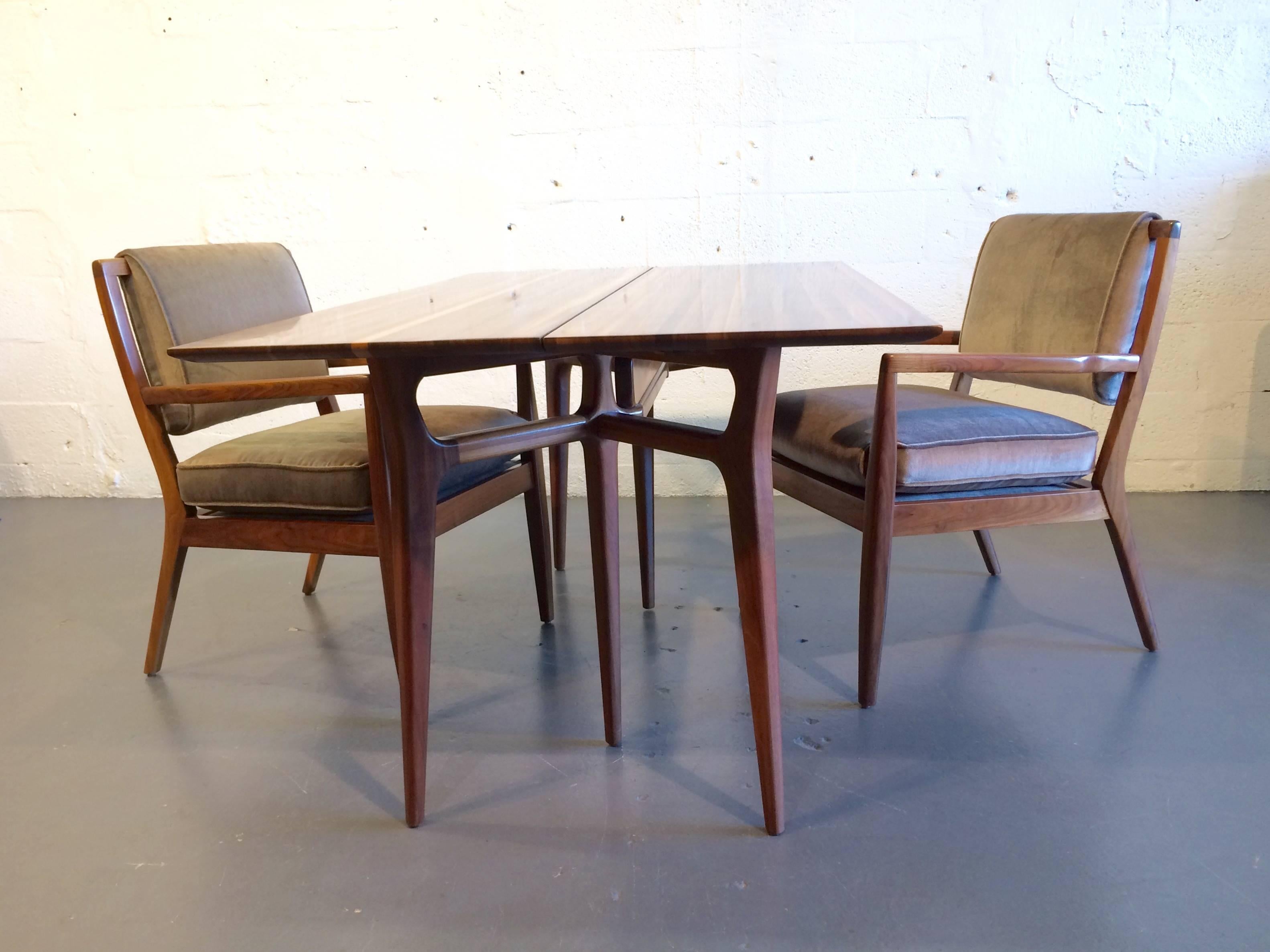 American Walnut Flip-Top Console Table in Style of Gio Pont, Dining Table, 1950s